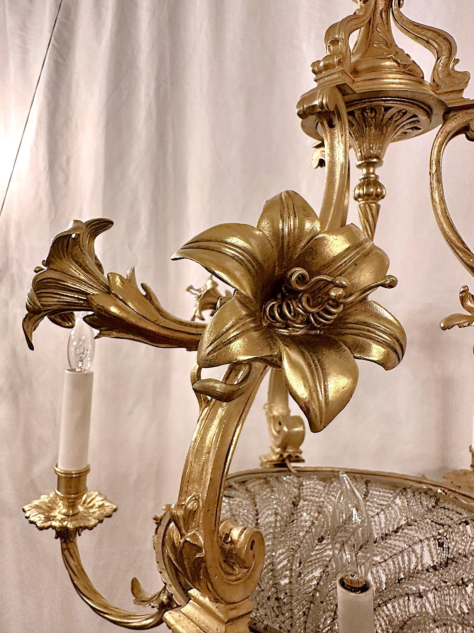 Antique French Belle Époque - Lampadario con perline in bronzo dorato e cristallo, CIRCA 1880. in vendita 1