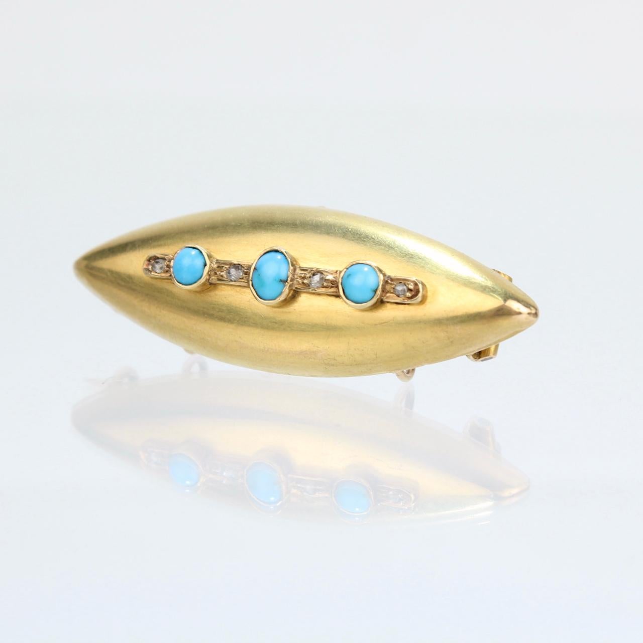 Belle Époque Antique French Belle Epoque Gold, Turquoise, Diamond Convertible Brooch/Pendant  For Sale