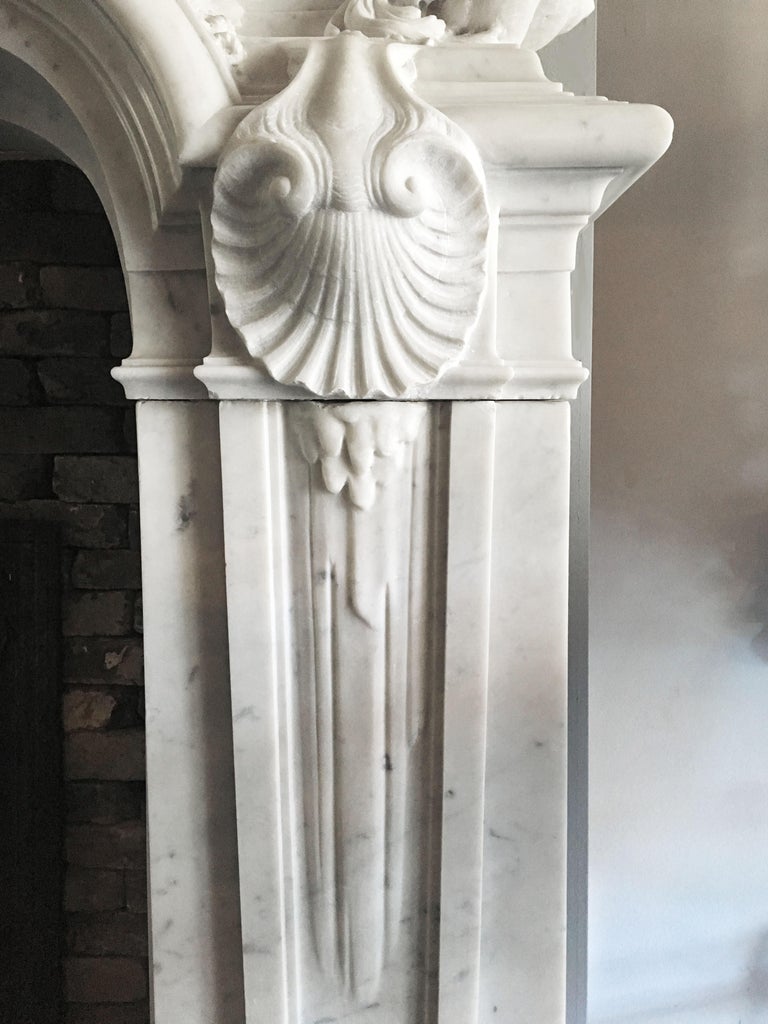 Most Spectacular Antique French Belle Epoque Mantelpiece Statuary Marble For Sale 4