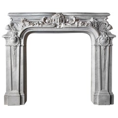 Most Spectacular Antique French Belle Epoque Mantelpiece Statuary Marble