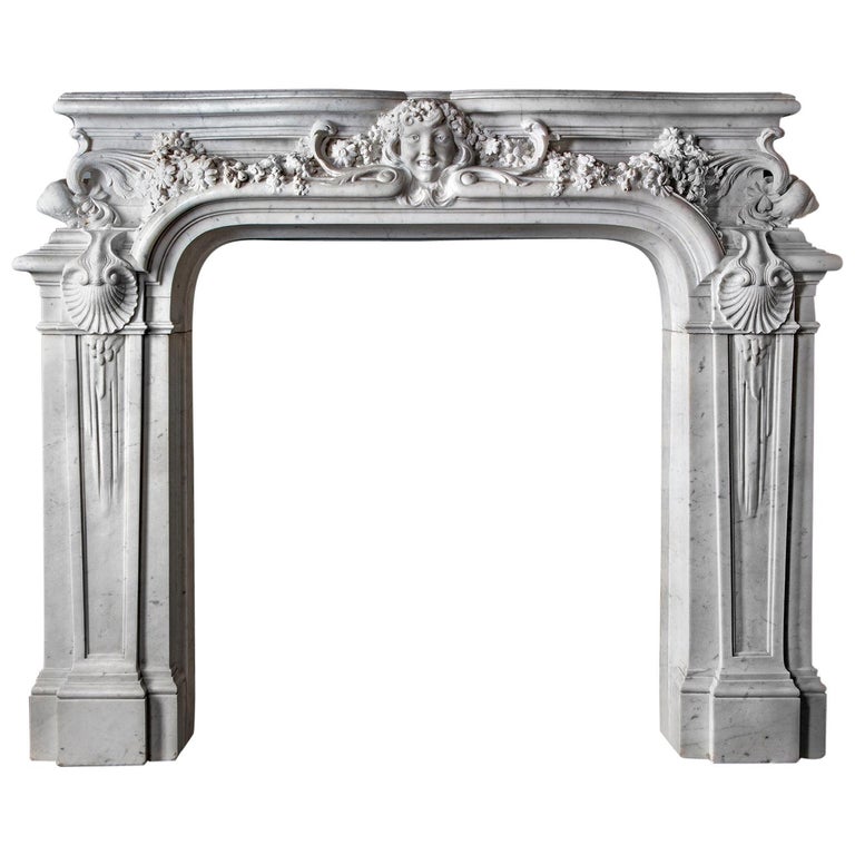 Most Spectacular Antique French Belle Epoque Mantelpiece Statuary Marble For Sale