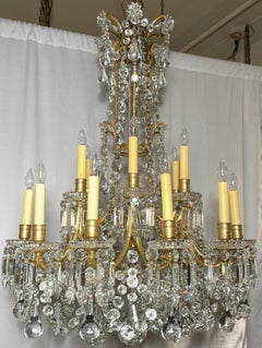 Antique French Belle Époque Ormolu and Baccarat Crystal Chandelier, Circa 1870's