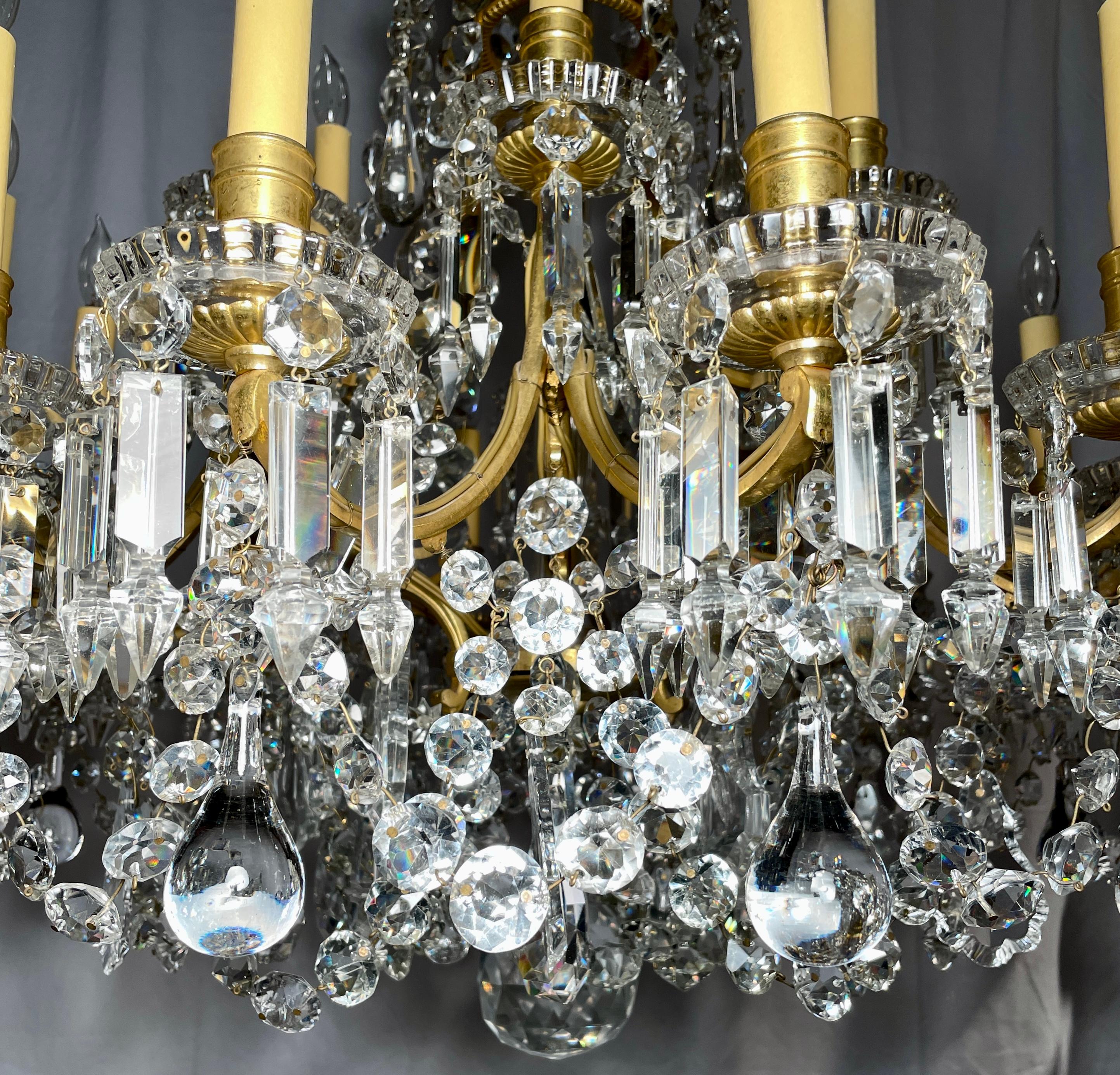 Antique French Belle Époque Ormolu and Baccarat Crystal Chandelier, Circa 1870's 1