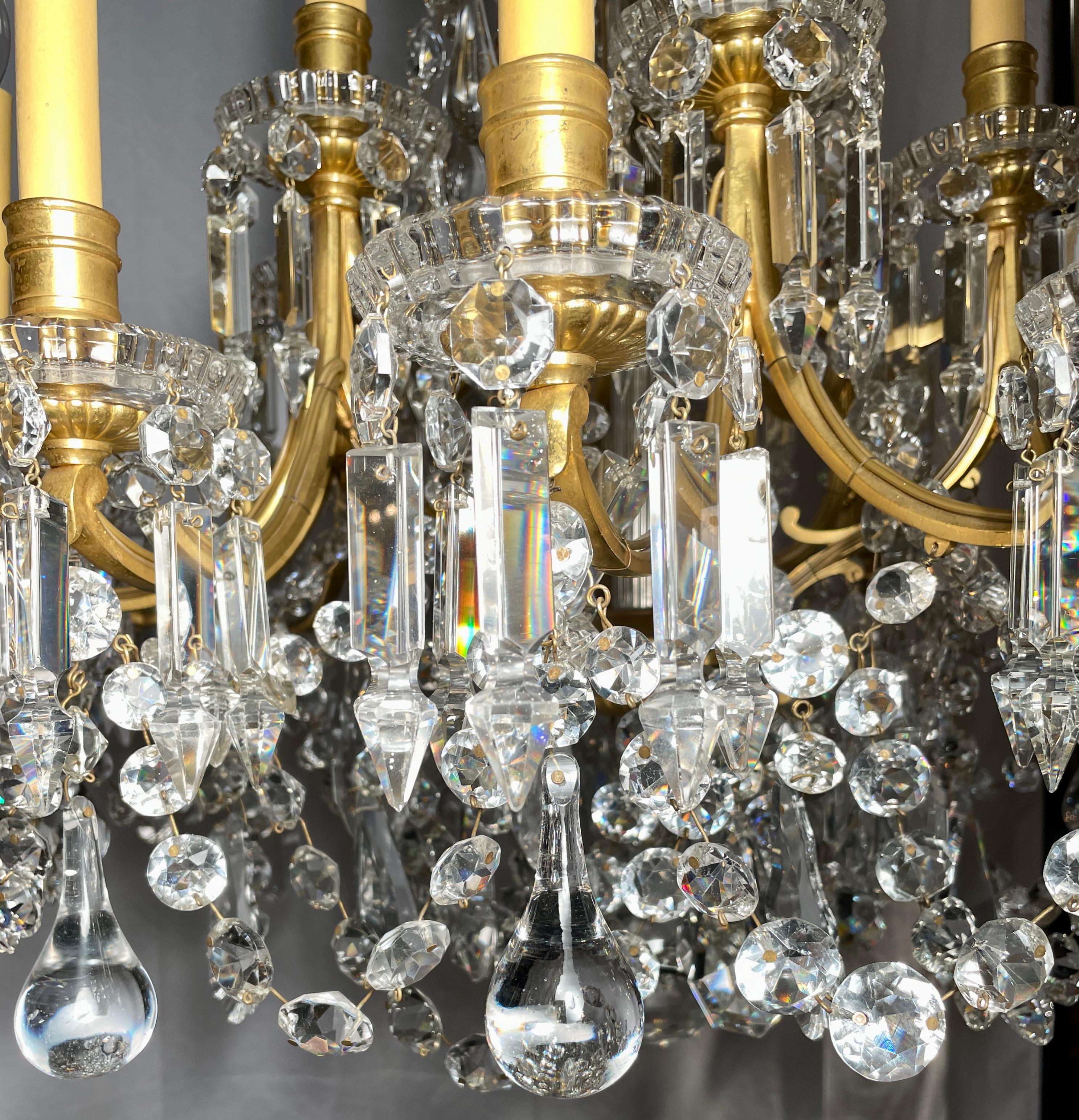 Antique French Belle Époque Ormolu and Baccarat Crystal Chandelier, Circa 1870's 2