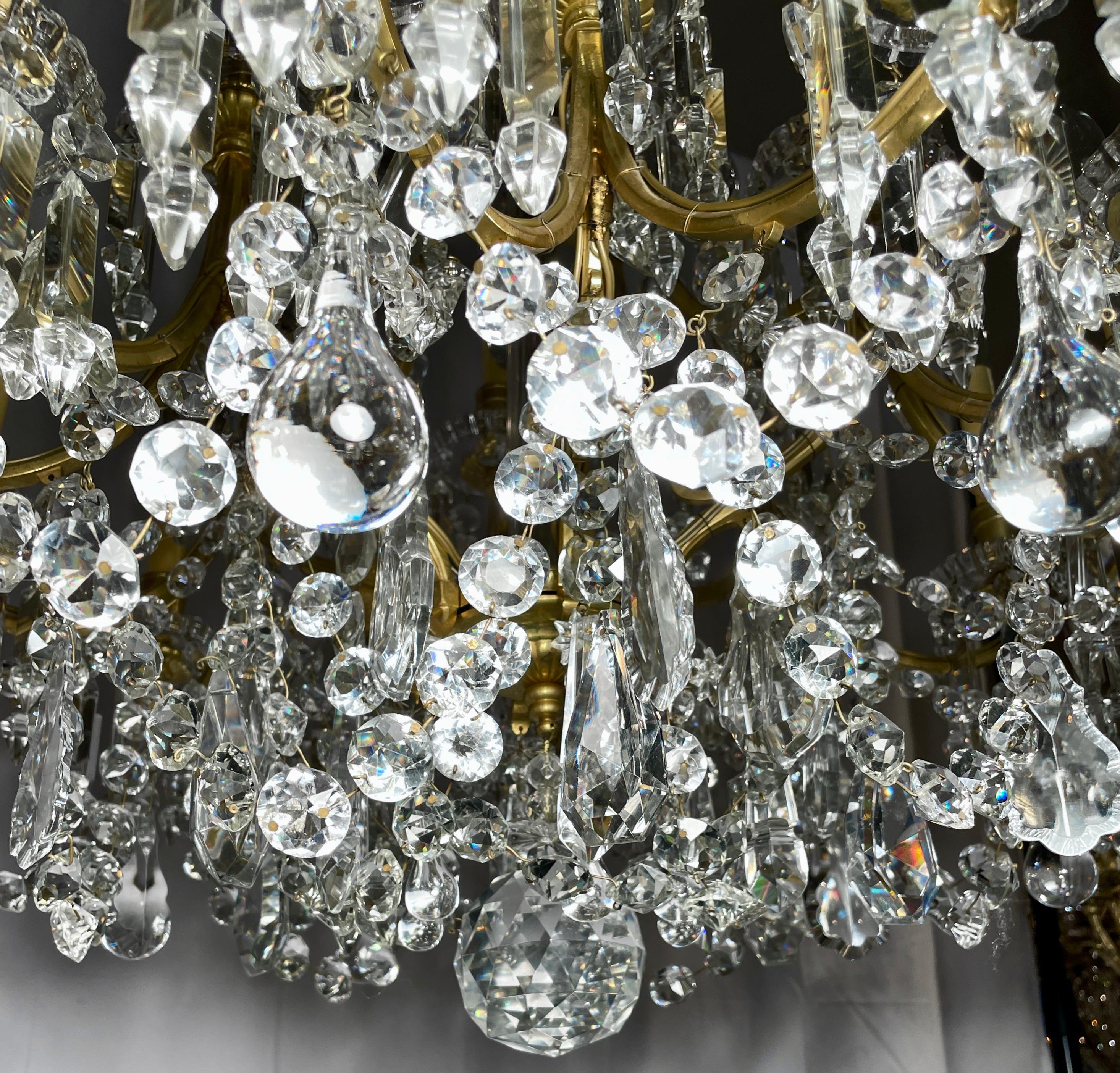 Antique French Belle Époque Ormolu and Baccarat Crystal Chandelier, Circa 1870's 3