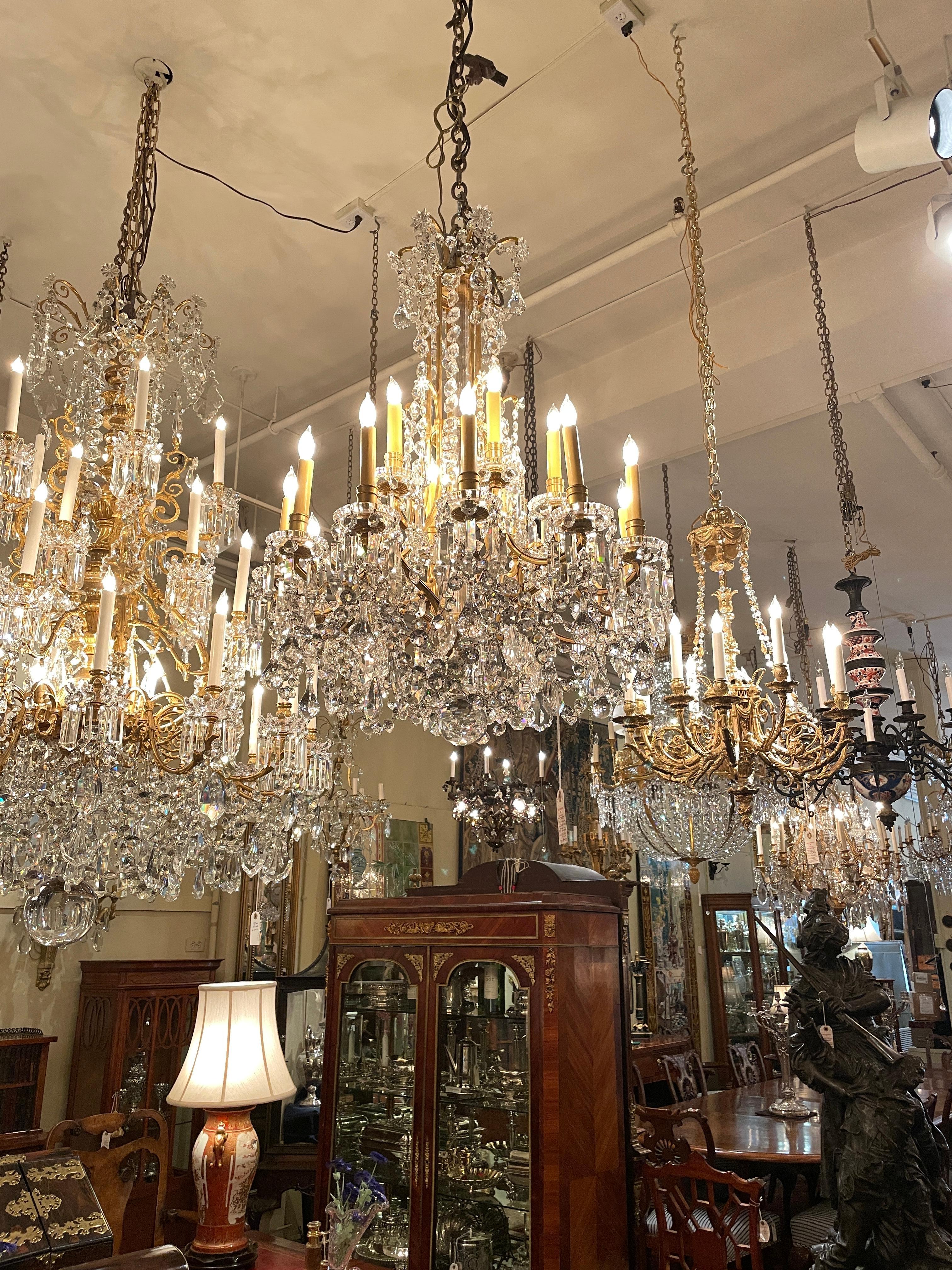 Antique French Belle Époque Ormolu and Baccarat Crystal Chandelier, Circa 1870's 4