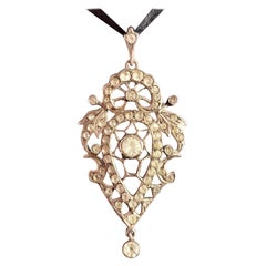 Antique French Belle Epoque Paste Drop Pendant, Silver
