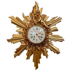Antique French Belle Époque "Planchon Paris" Bronze D'ore Wall Clock, circa 1890