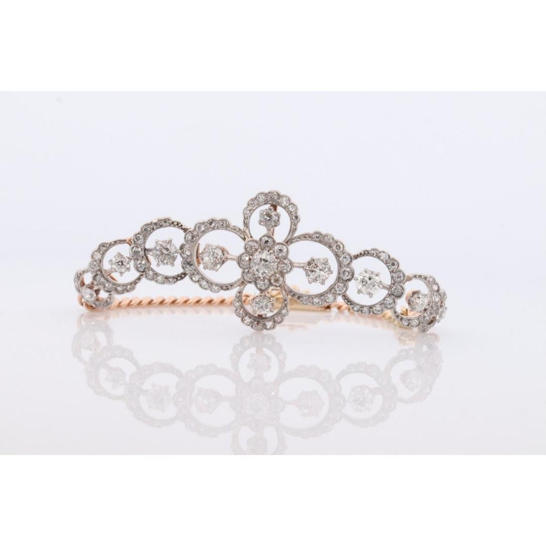 Antique French Belle Epoque Platinum and 14k Diamond Daisy Bracelet. Art Nouveau For Sale 2