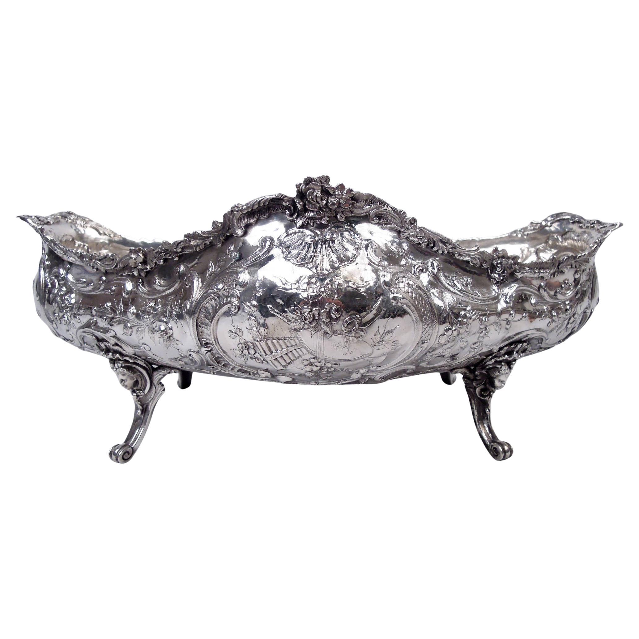 Antique French Belle Epoque Rococo Silver Jardiniere Centerpiece