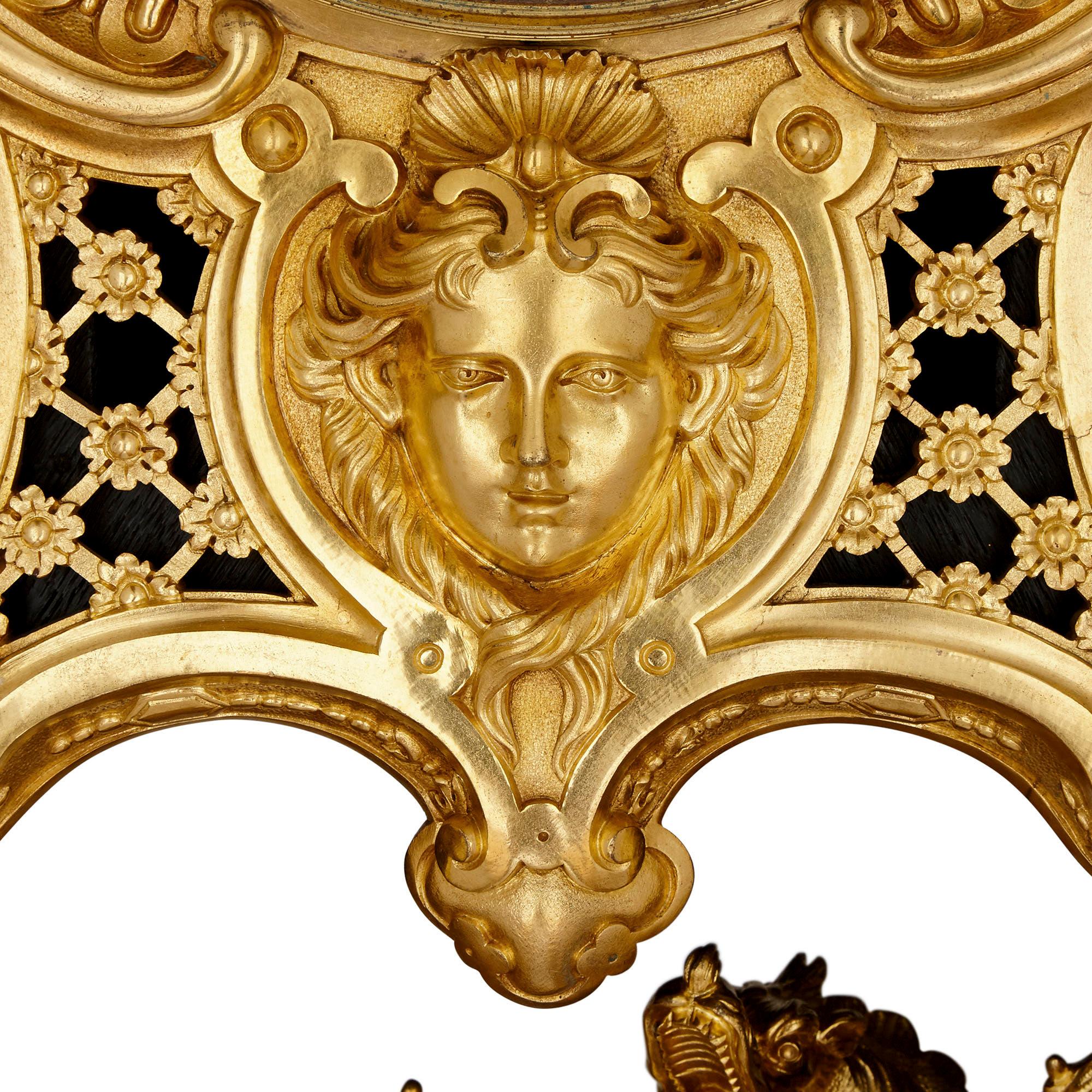 Antike französische Klammeruhr aus der Belle Époque im Rokoko-Stil von Henry Dasson im Angebot 1