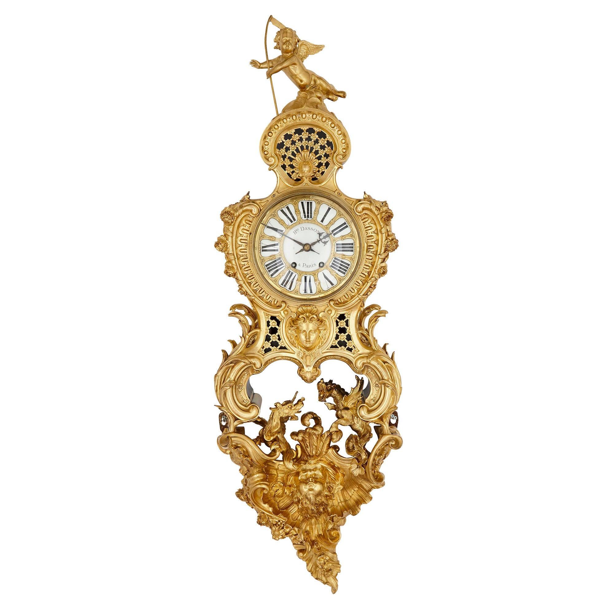 Antique French Belle Époque Rococo Style Bracket Clock by Henry Dasson