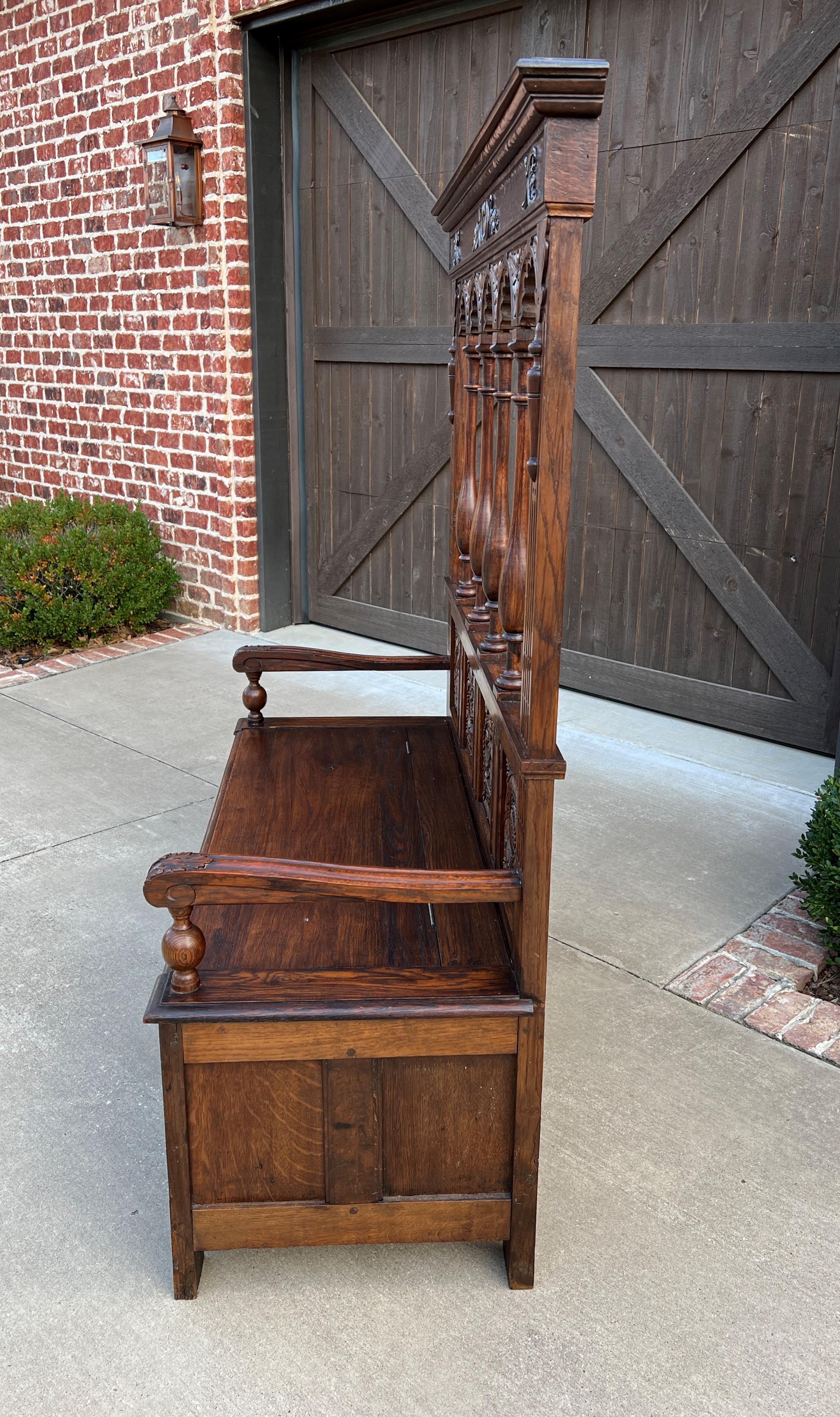 Antique French Bench Chair Settee Hall Bench Banquette Renaissance Revival Oak 2