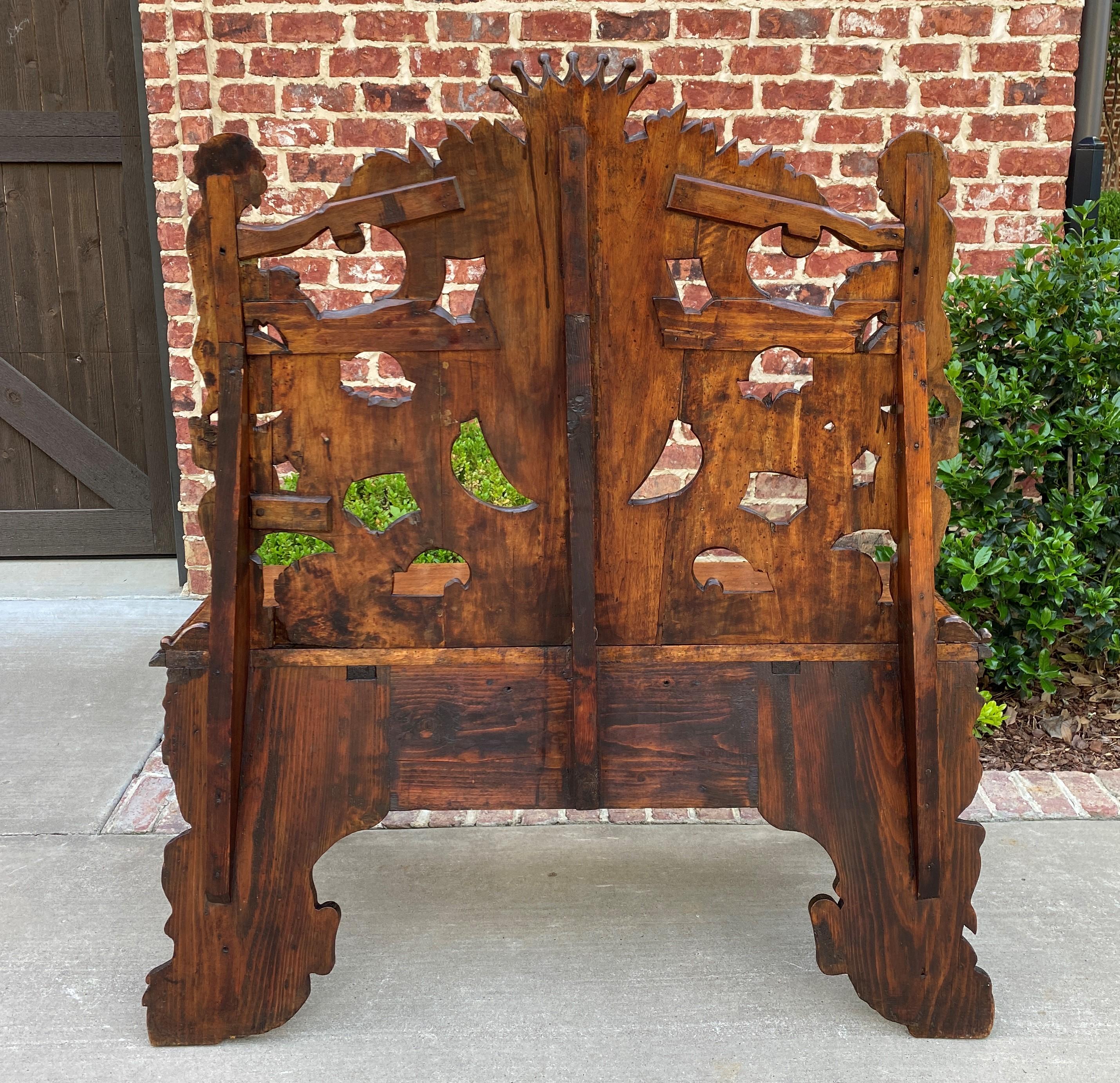 Antique French Bench Chair Settee Renaissance Revival Griffon Cherubs Walnut 19C For Sale 4