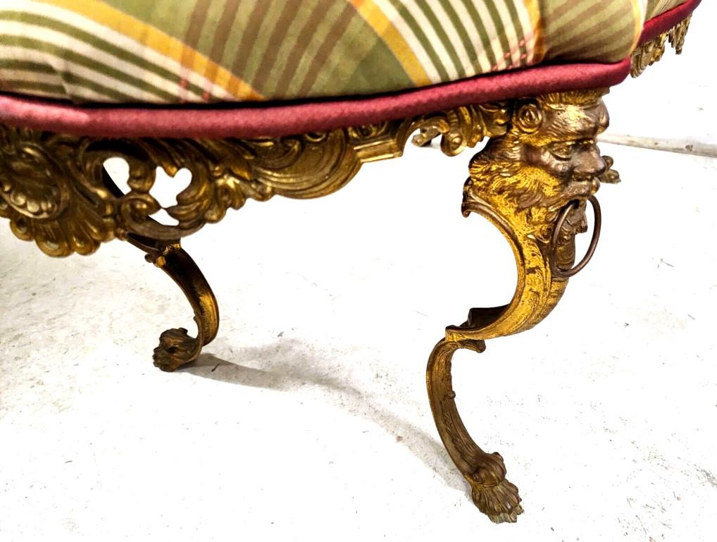 


Offering One Of Our Recent Palm Beach Estate Fine Furniture Acquisitions Of An 
Antique French Bench Louis XV Style Gilt Bronze Lions Heads

Approximate Measurements in Inches
19