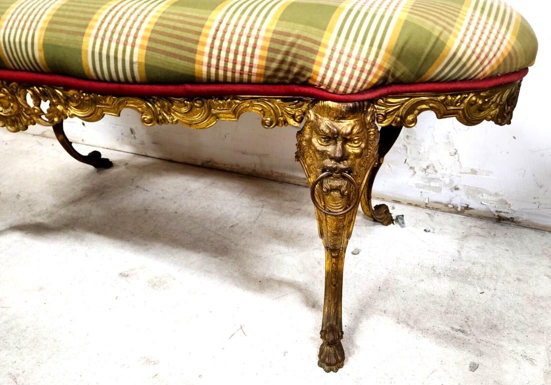 Antique French Bench Louis XV Gilt Bronze Lions In Good Condition In Lake Worth, FL