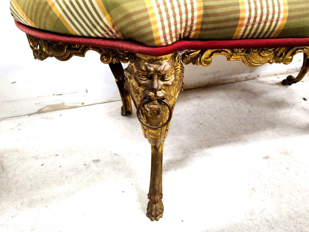 20th Century Antique French Bench Louis XV Gilt Bronze Lions