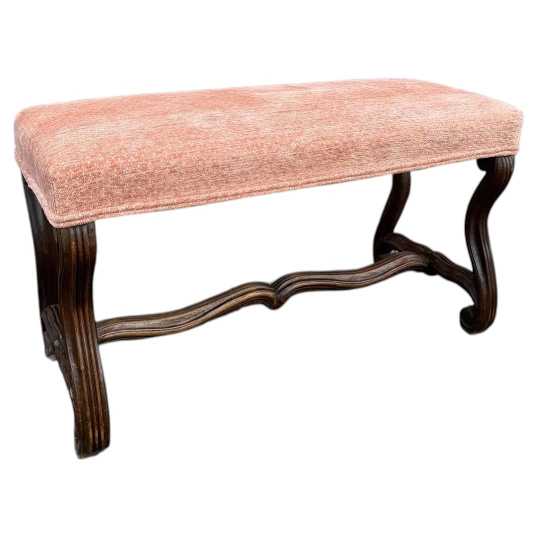 Antique French Bench With New Upholstery