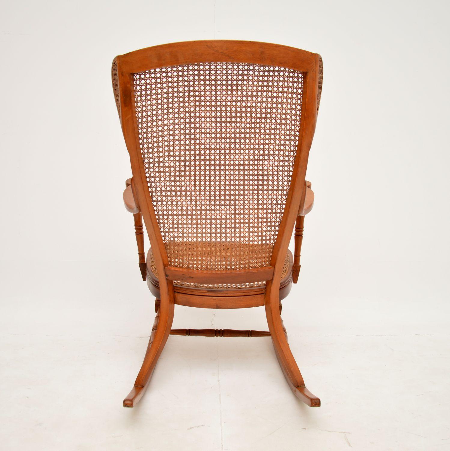 Antique French Bentwood Cane Rocking Chair In Good Condition For Sale In London, GB