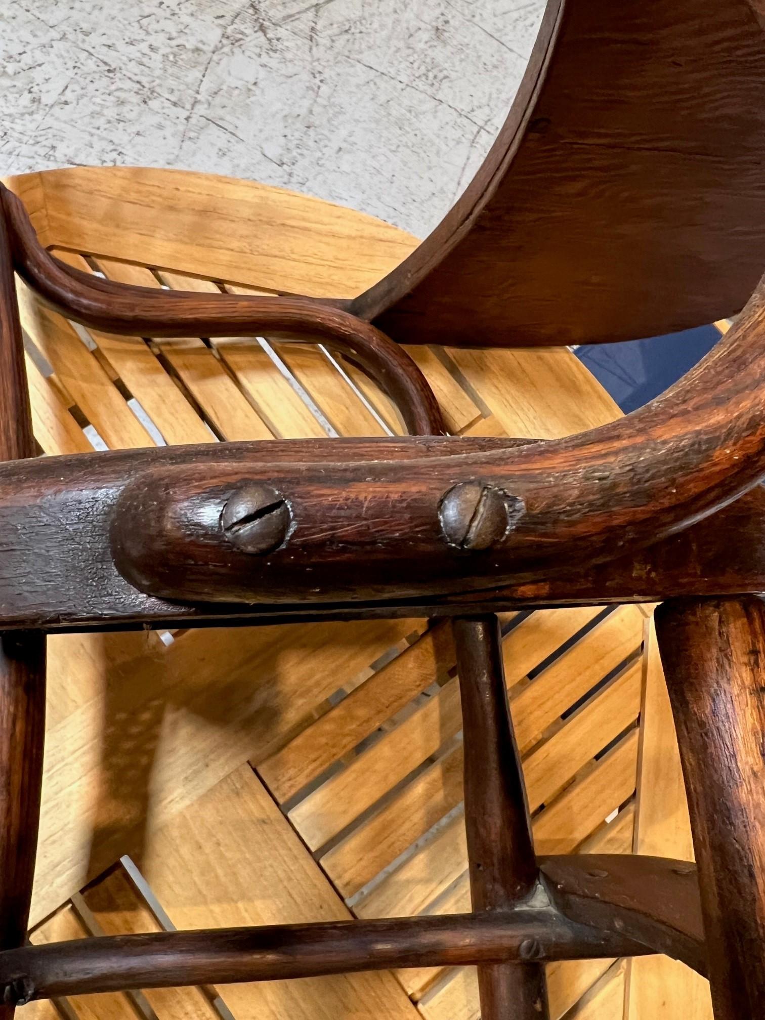 Antique French Bentwood Hand Crafted Baby's High Chair with Round Cane Seat 7