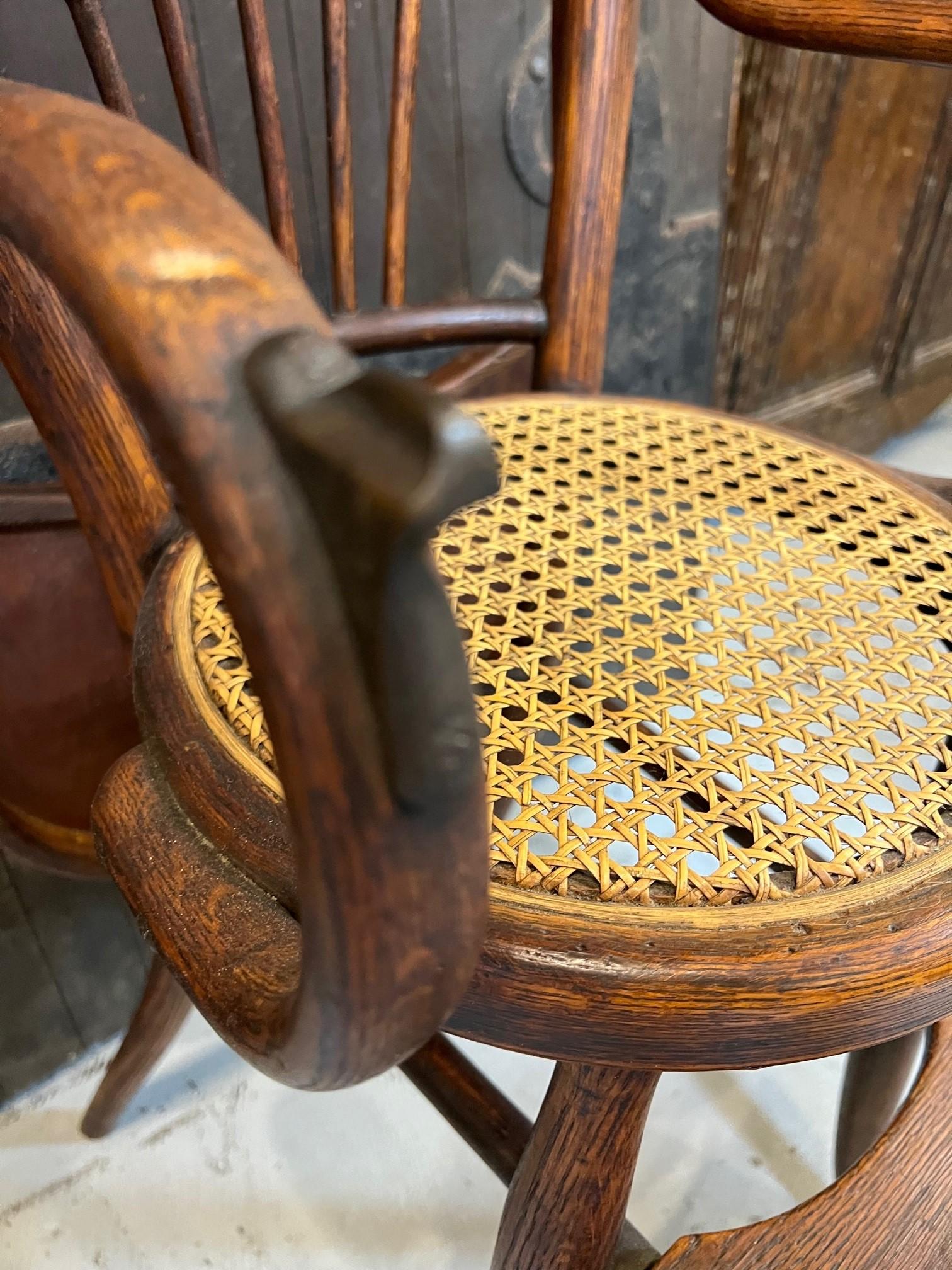 Antique French Bentwood Hand Crafted Baby's High Chair with Round Cane Seat 2