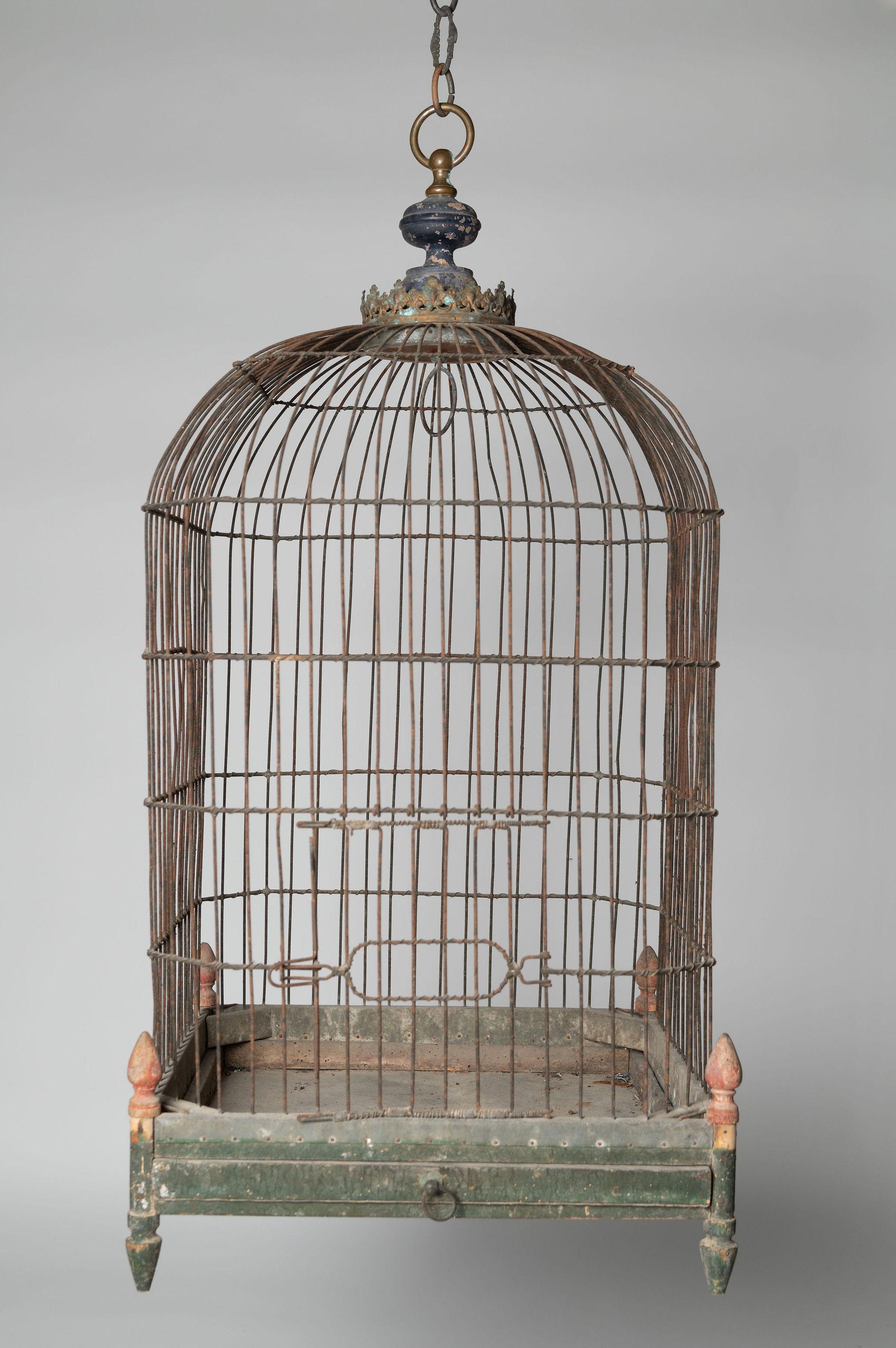 Wood Antique French birdcage  For Sale