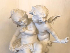 Antique French Bisque Porcelain Cupids signed Auguste Moreau, circa 1890-1900