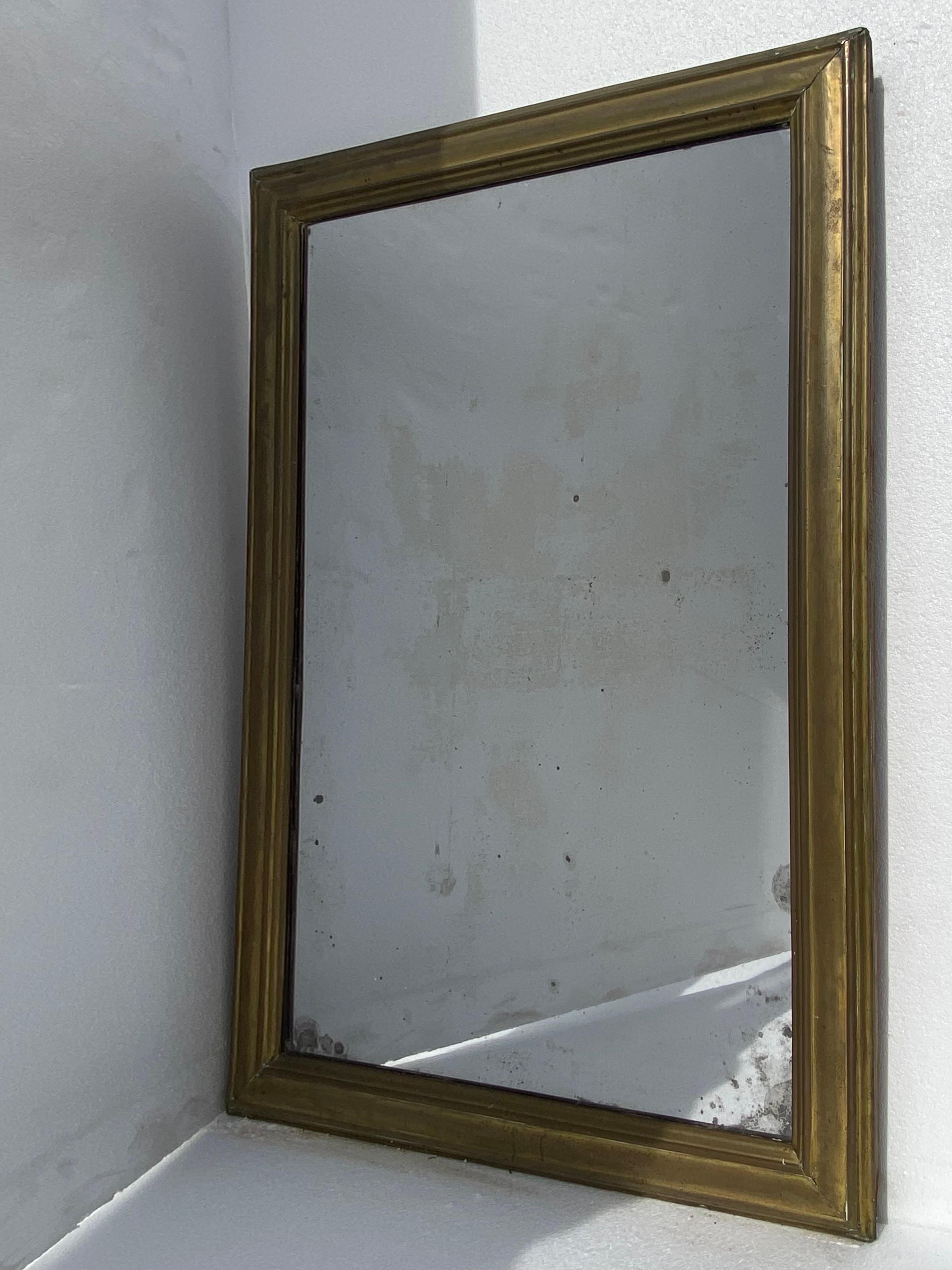Antique French Bistro Brasserie Mirror With Original Mercury Glass and Wood Back 7