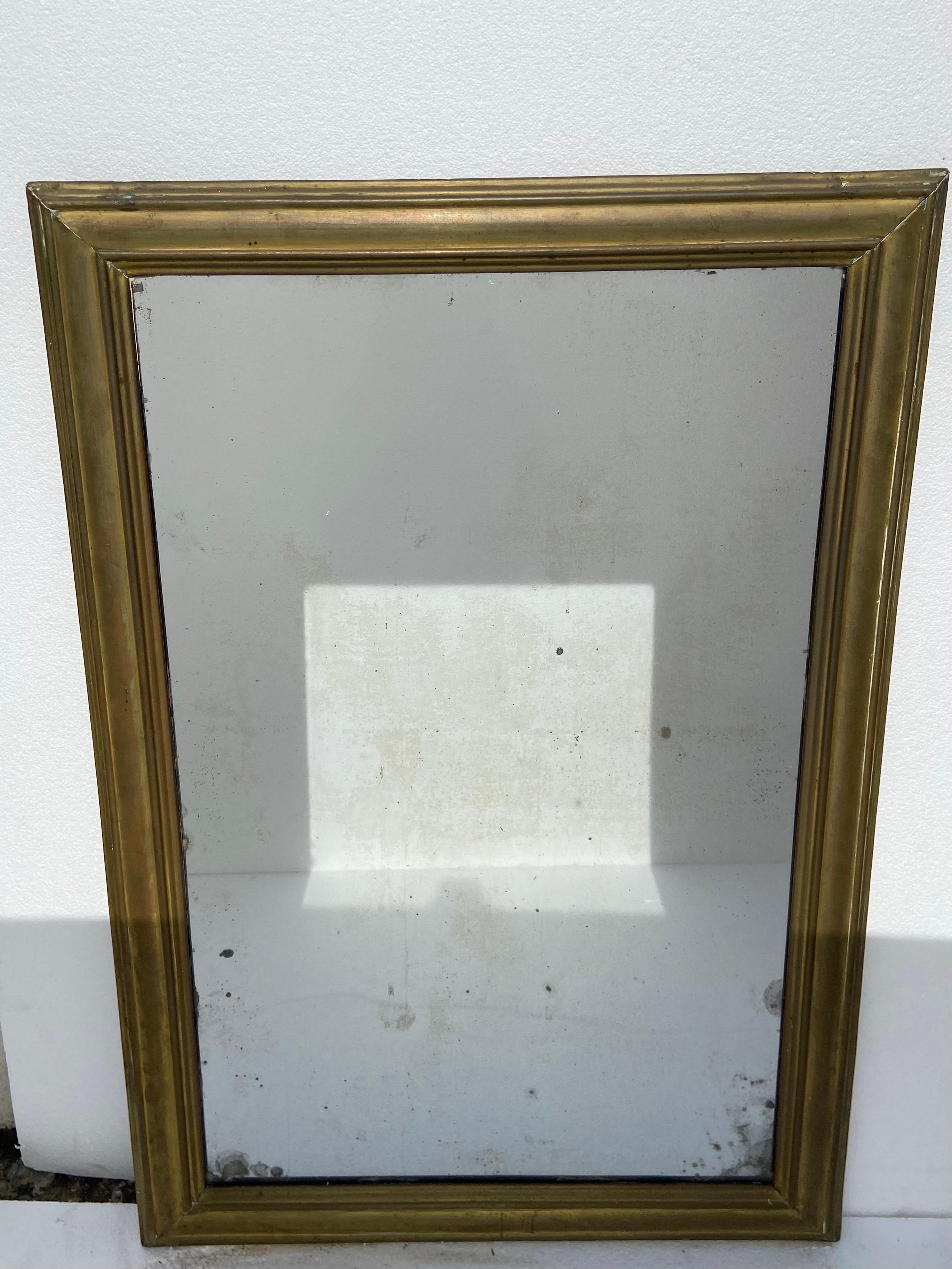 Antique French Bistro Brasserie Mirror With Original Mercury Glass and Wood Back 9