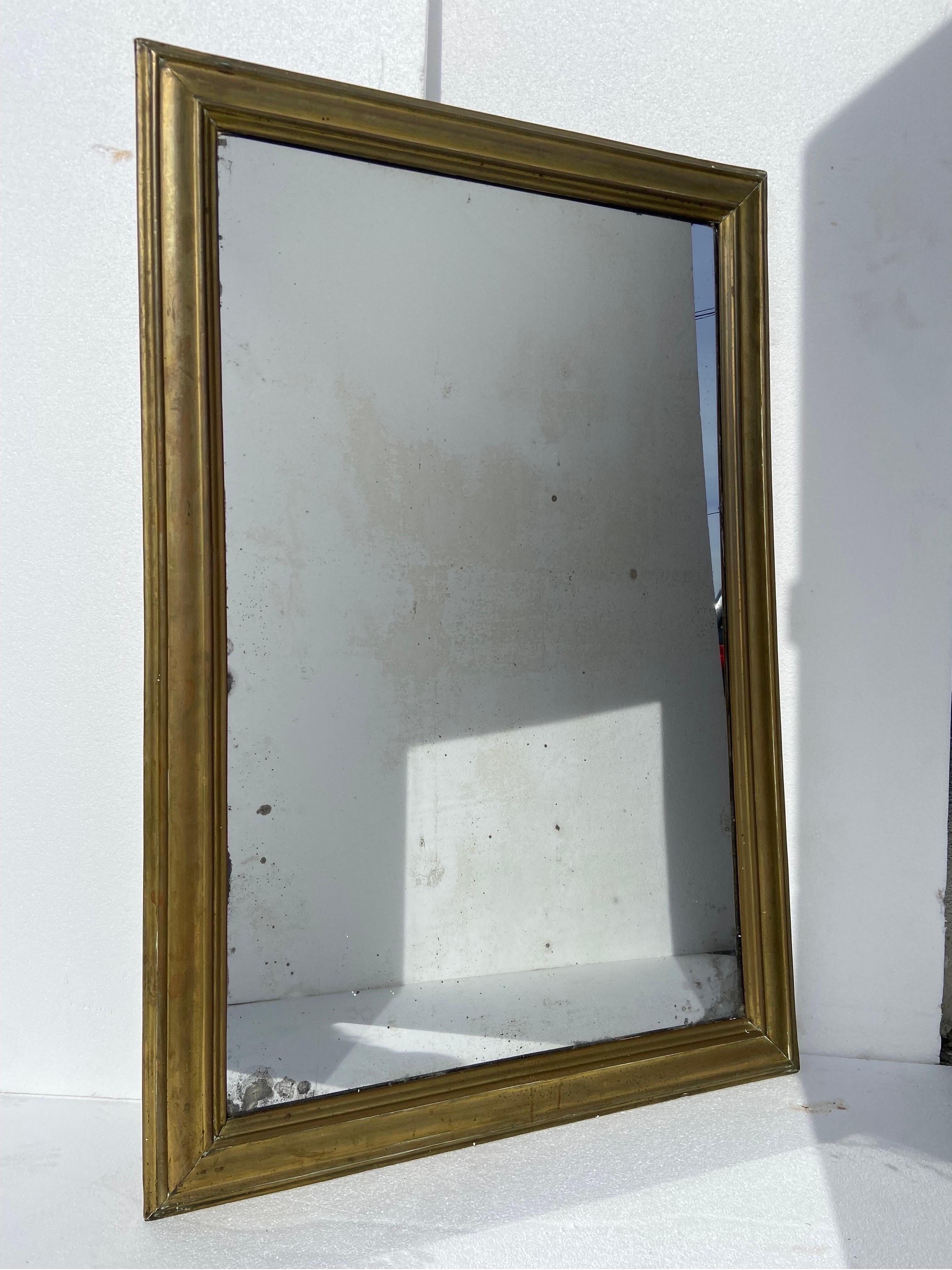 Antique French Bistro Brasserie Mirror With Original Mercury Glass and Wood Back 10