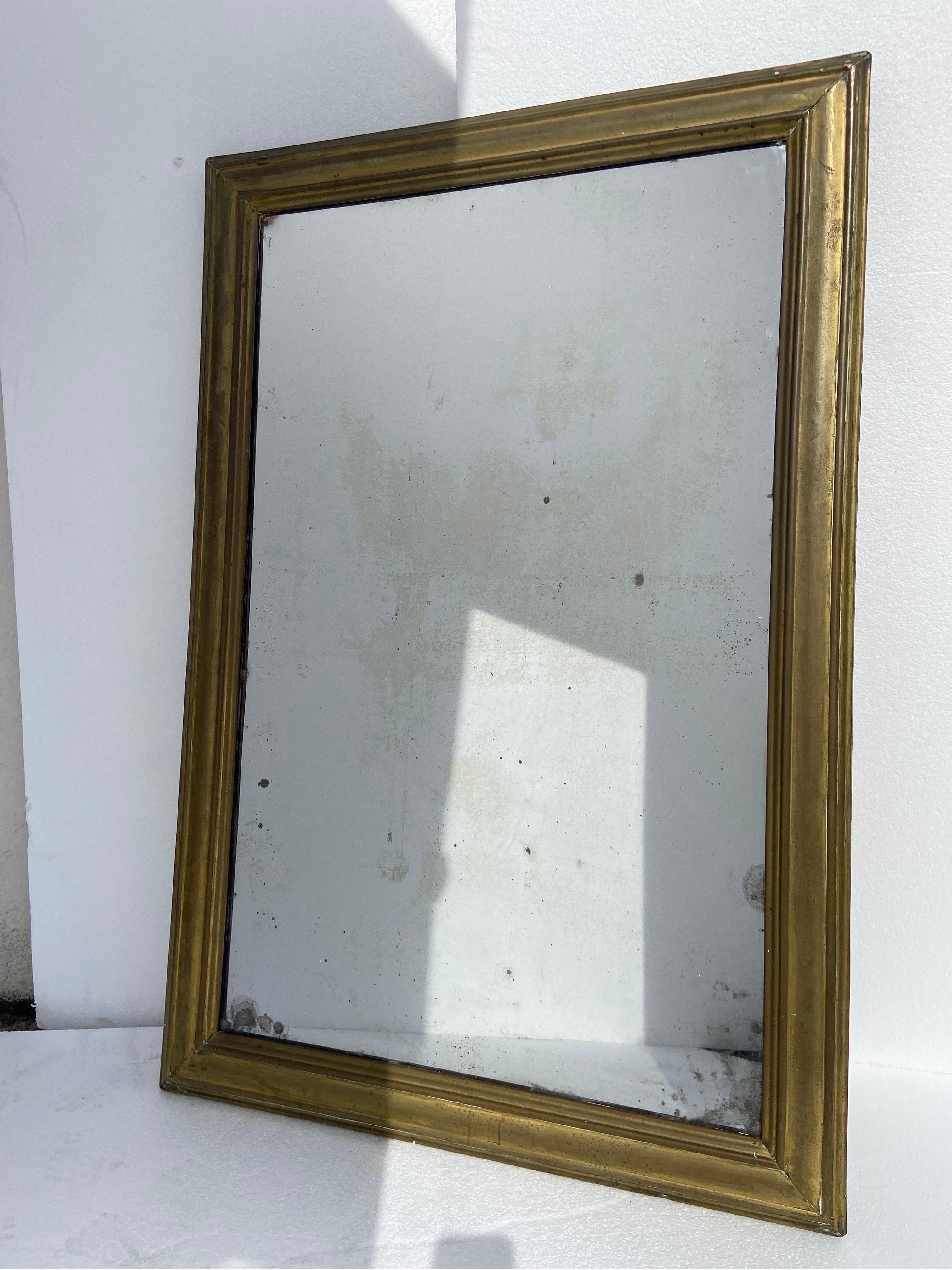 Antique French Bistro Brasserie Mirror With Original Mercury Glass and Wood Back 11