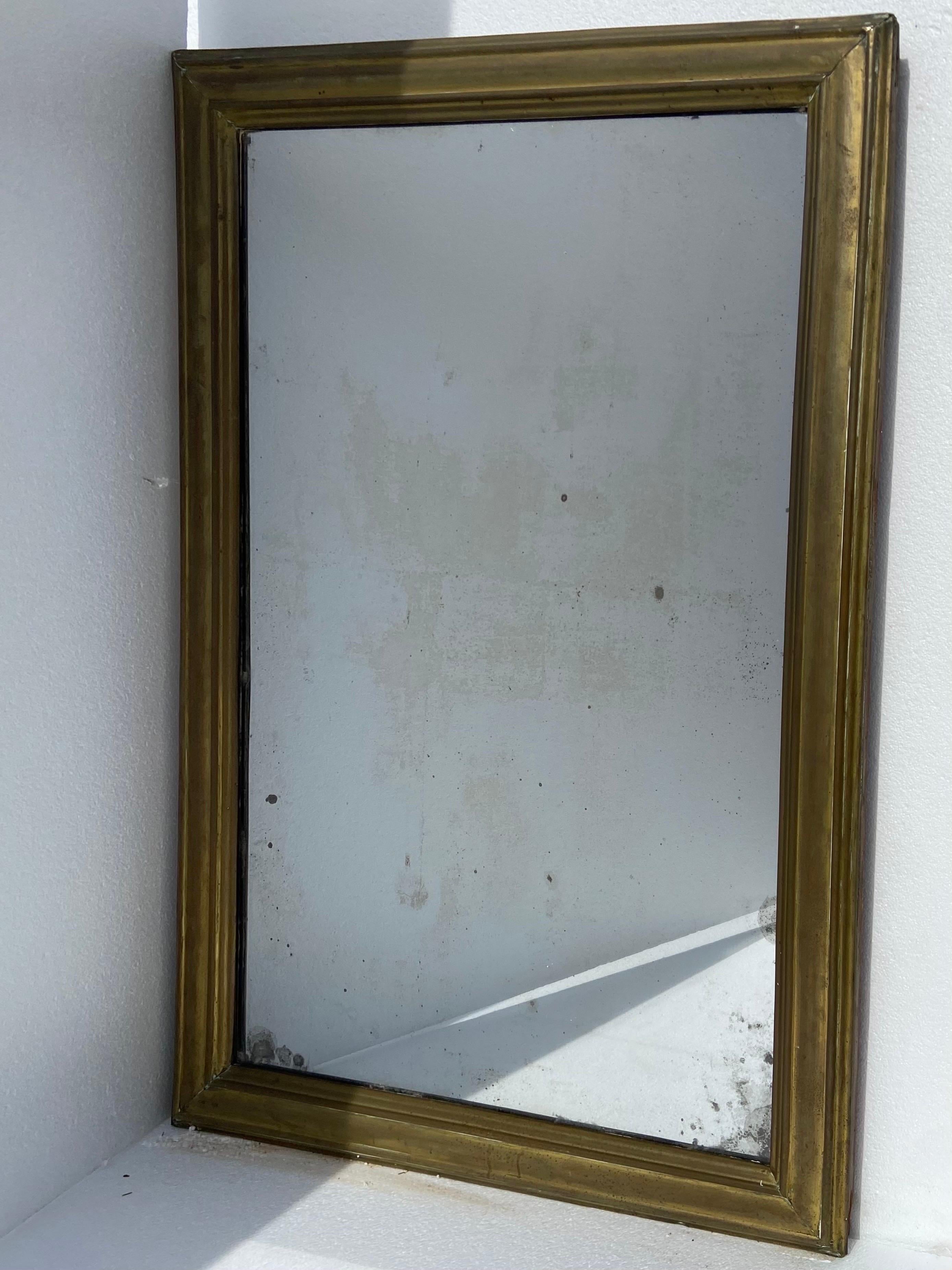 Antique French Bistro Brasserie Mirror With Original Mercury Glass and Wood Back In Good Condition In Atlanta, GA