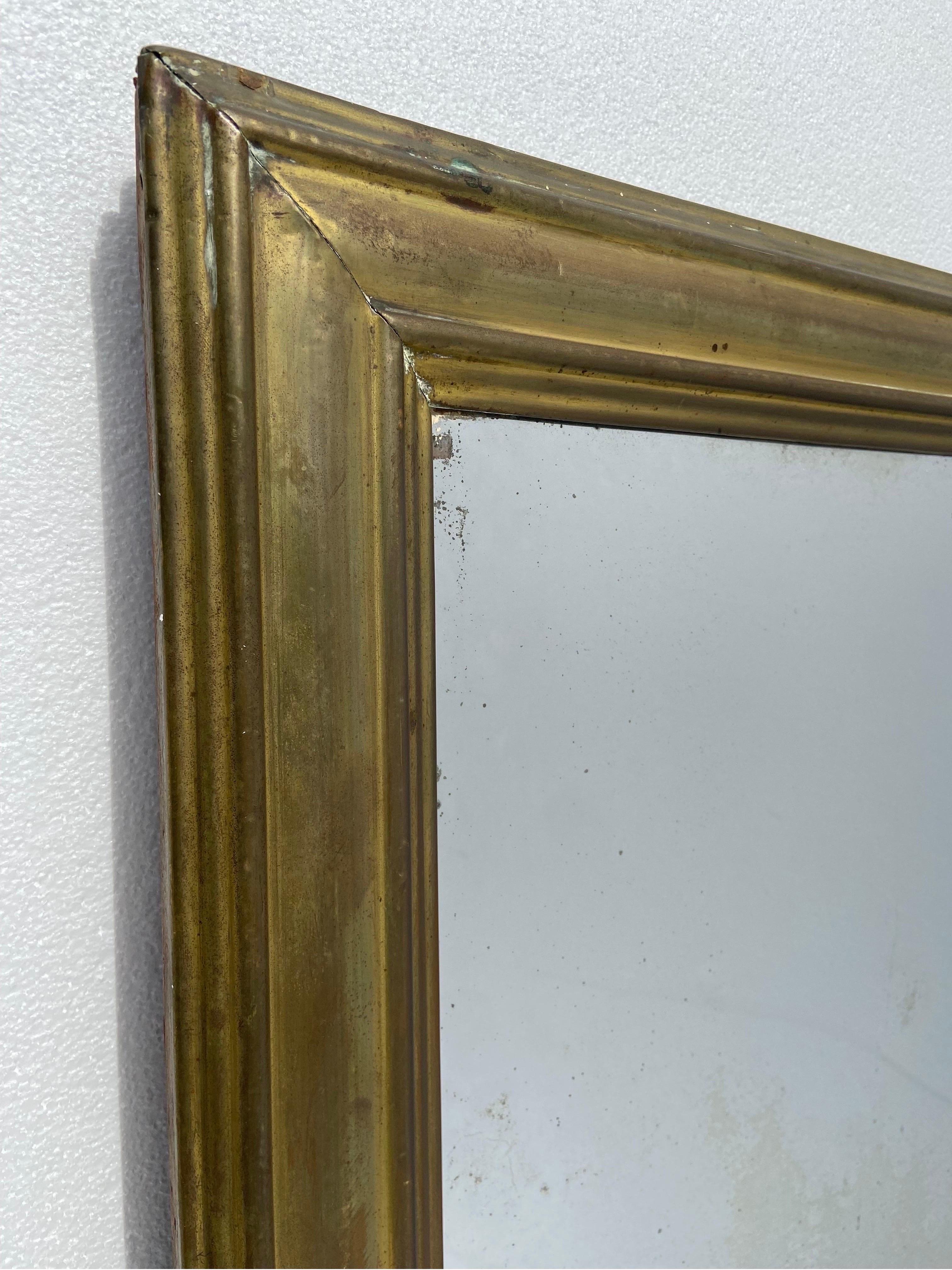 20th Century Antique French Bistro Brasserie Mirror With Original Mercury Glass and Wood Back