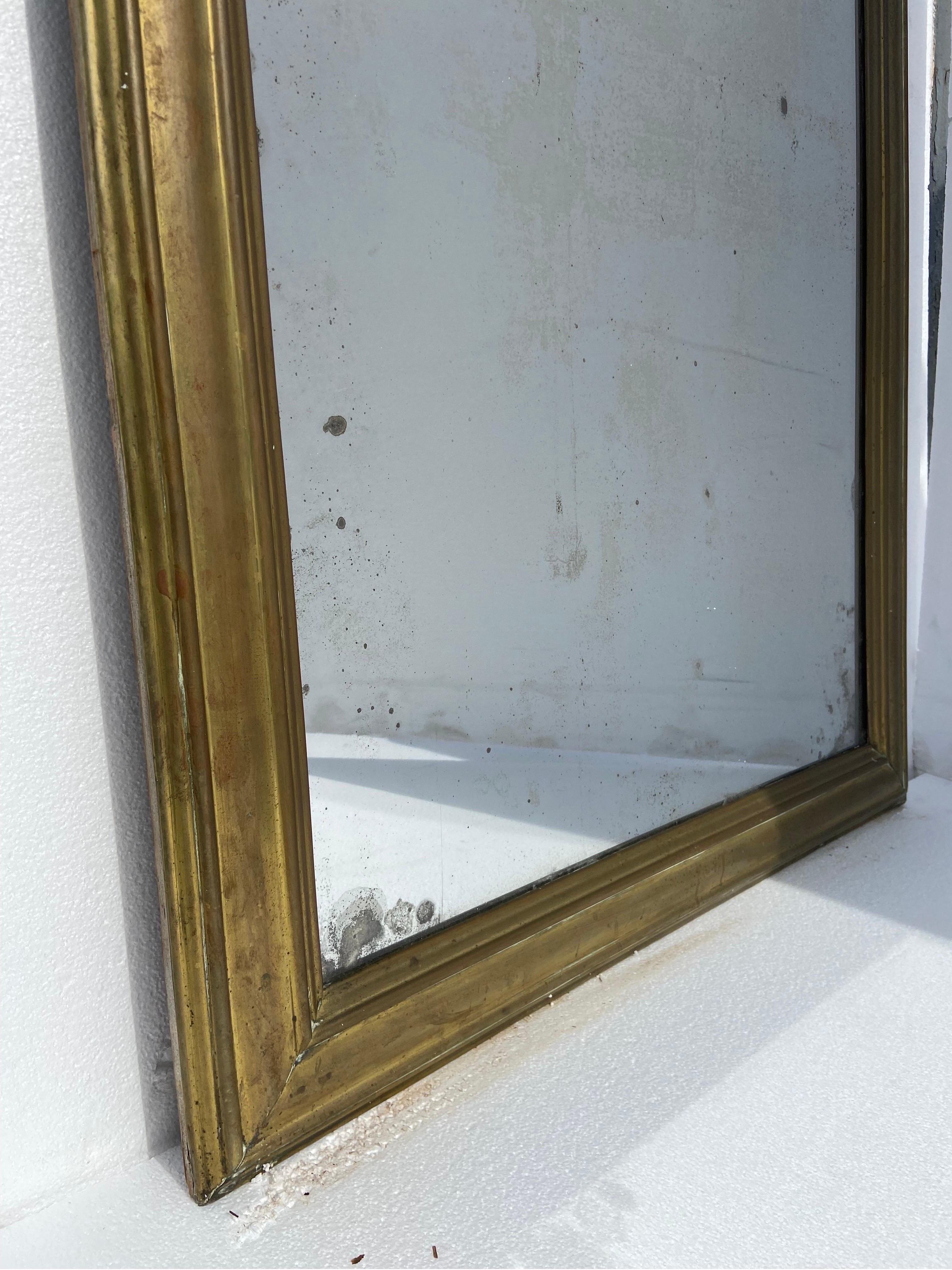 Antique French Bistro Brasserie Mirror With Original Mercury Glass and Wood Back 2