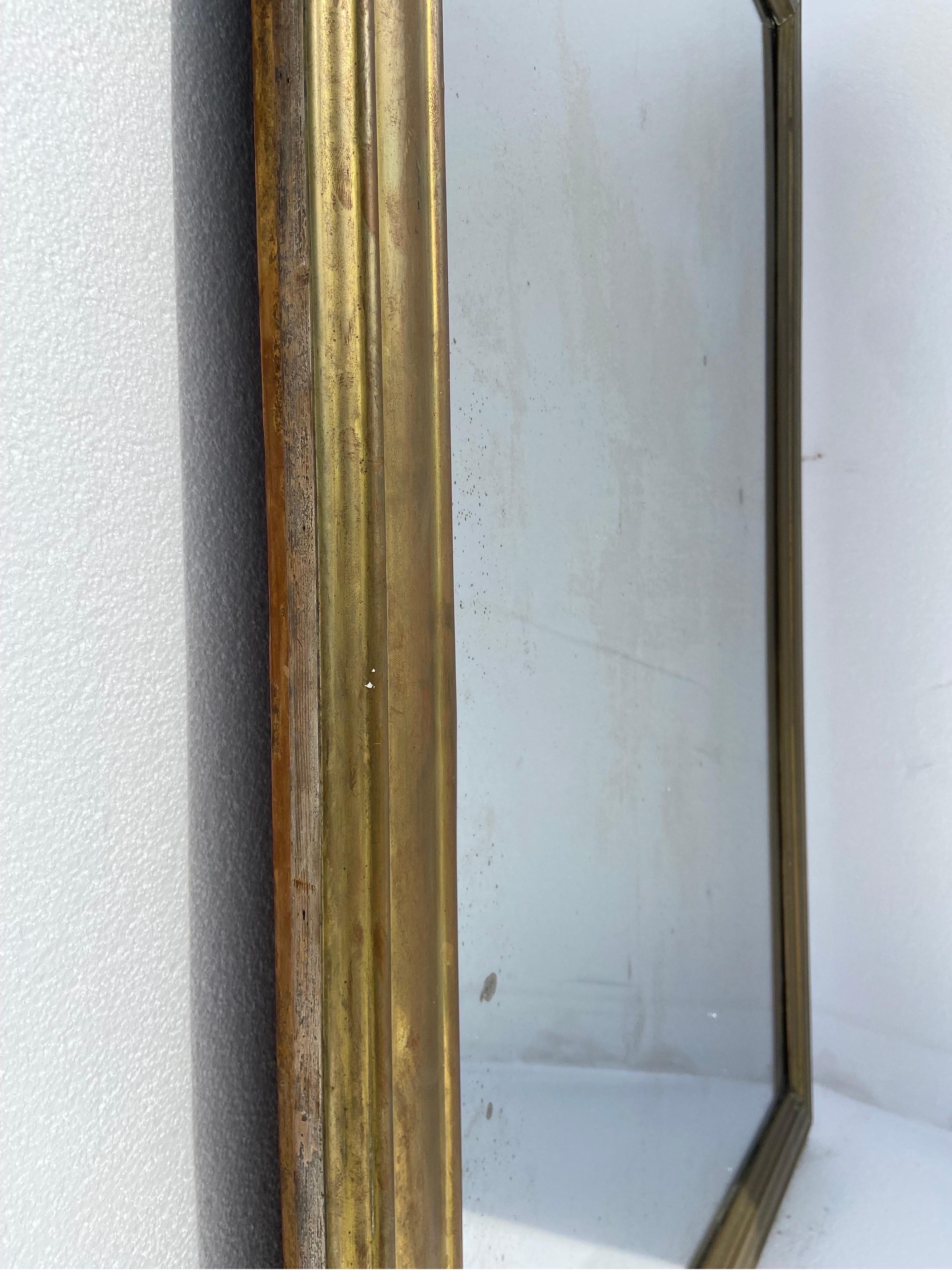 Antique French Bistro Brasserie Mirror With Original Mercury Glass and Wood Back 3