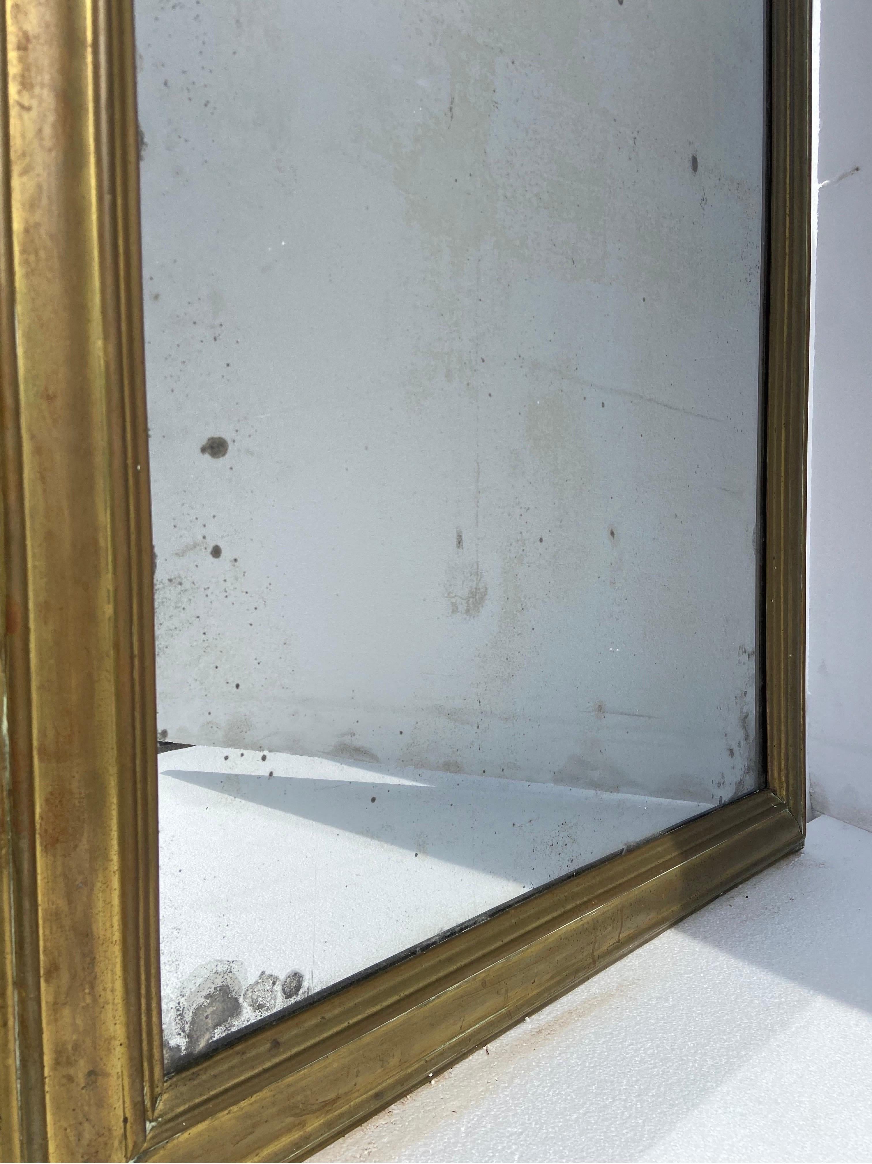 Antique French Bistro Brasserie Mirror With Original Mercury Glass and Wood Back 4