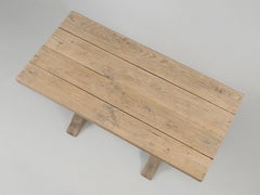 Antique French Bistro Table from Provence White Oak Washed Finish, c1900-1920