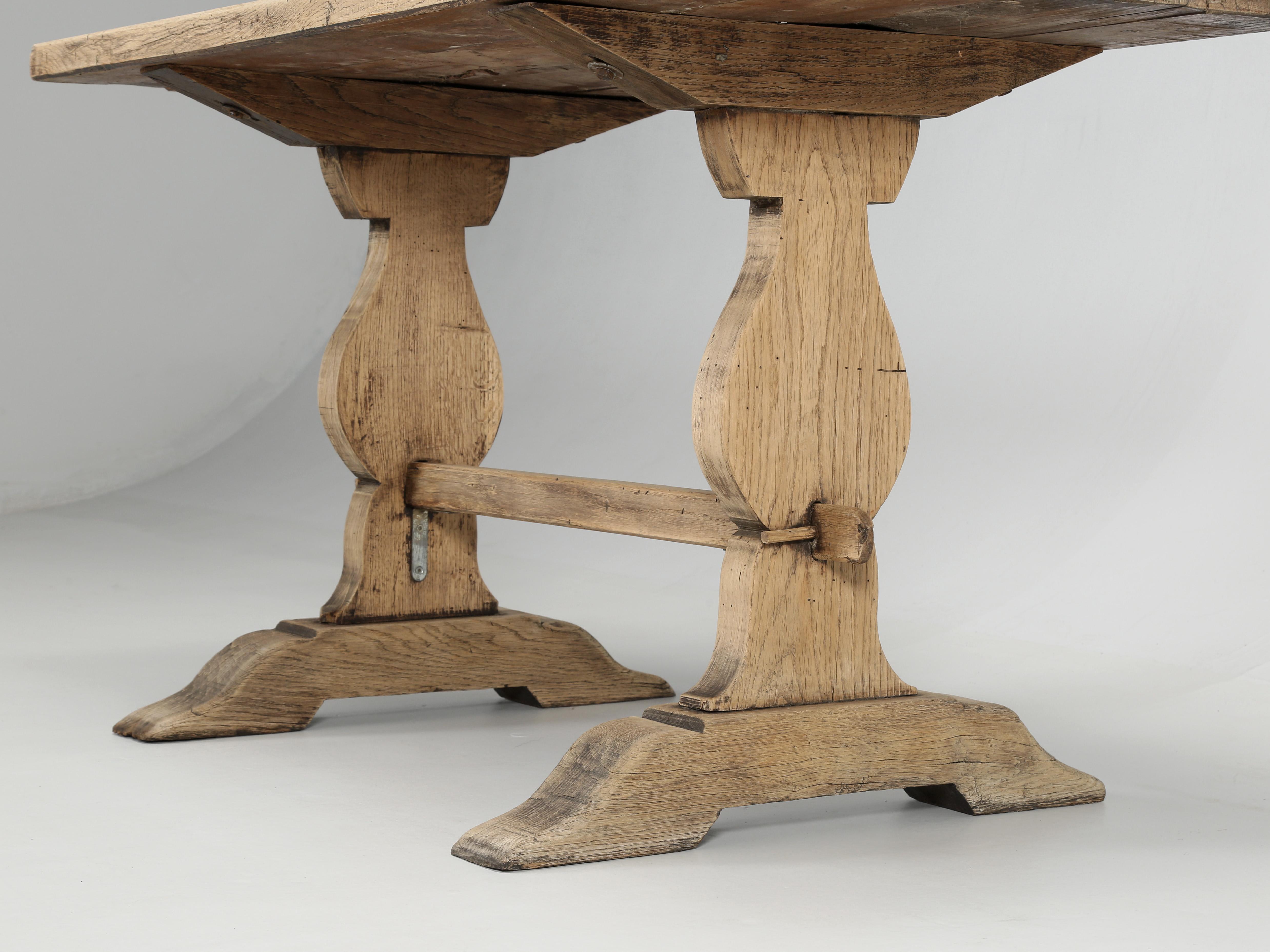 Antique French Bistro Table in Washed Natural White Oak, circa 1900-1920 4