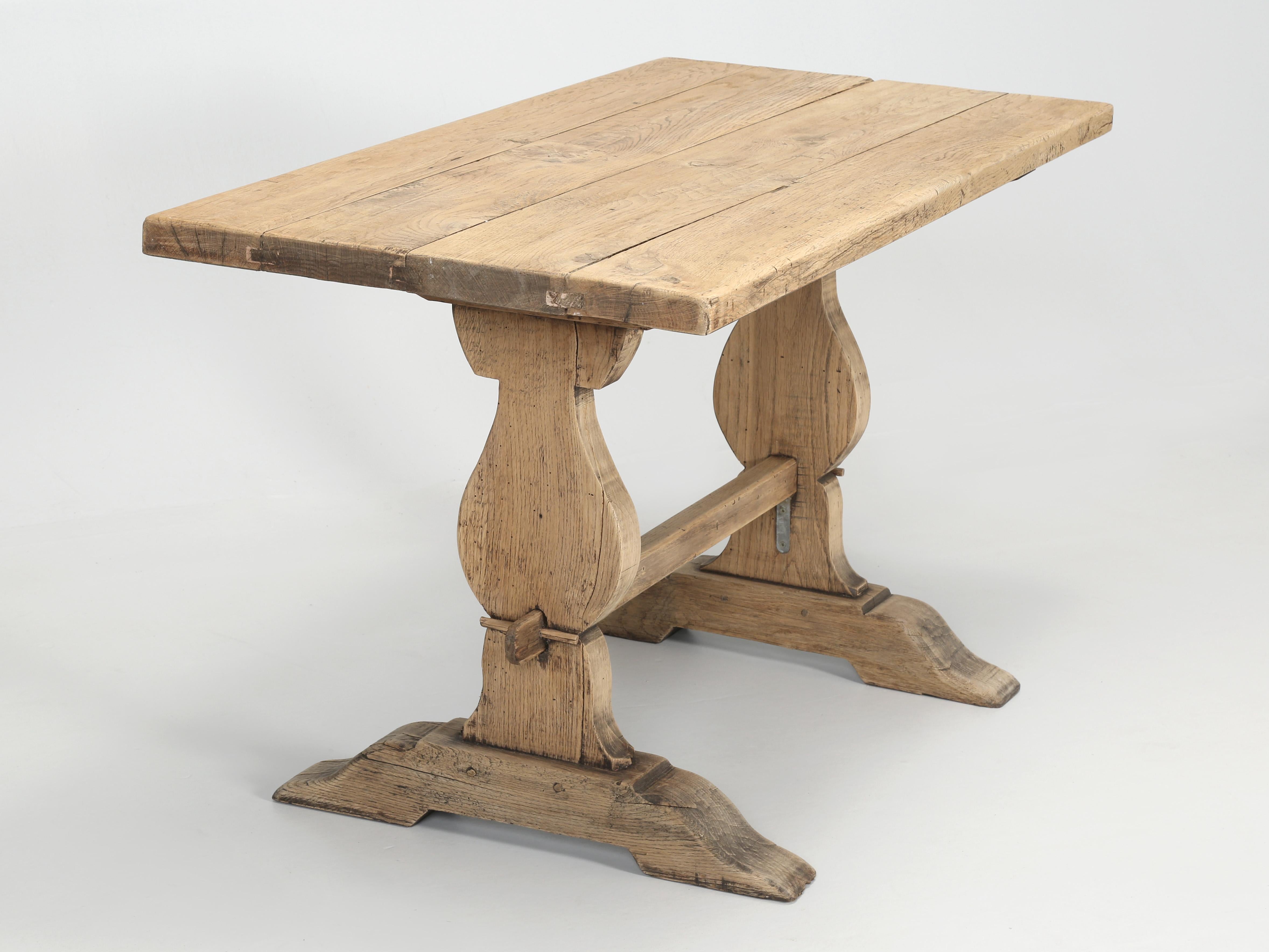 Antique French Bistro Table in Washed Natural White Oak, circa 1900-1920 9
