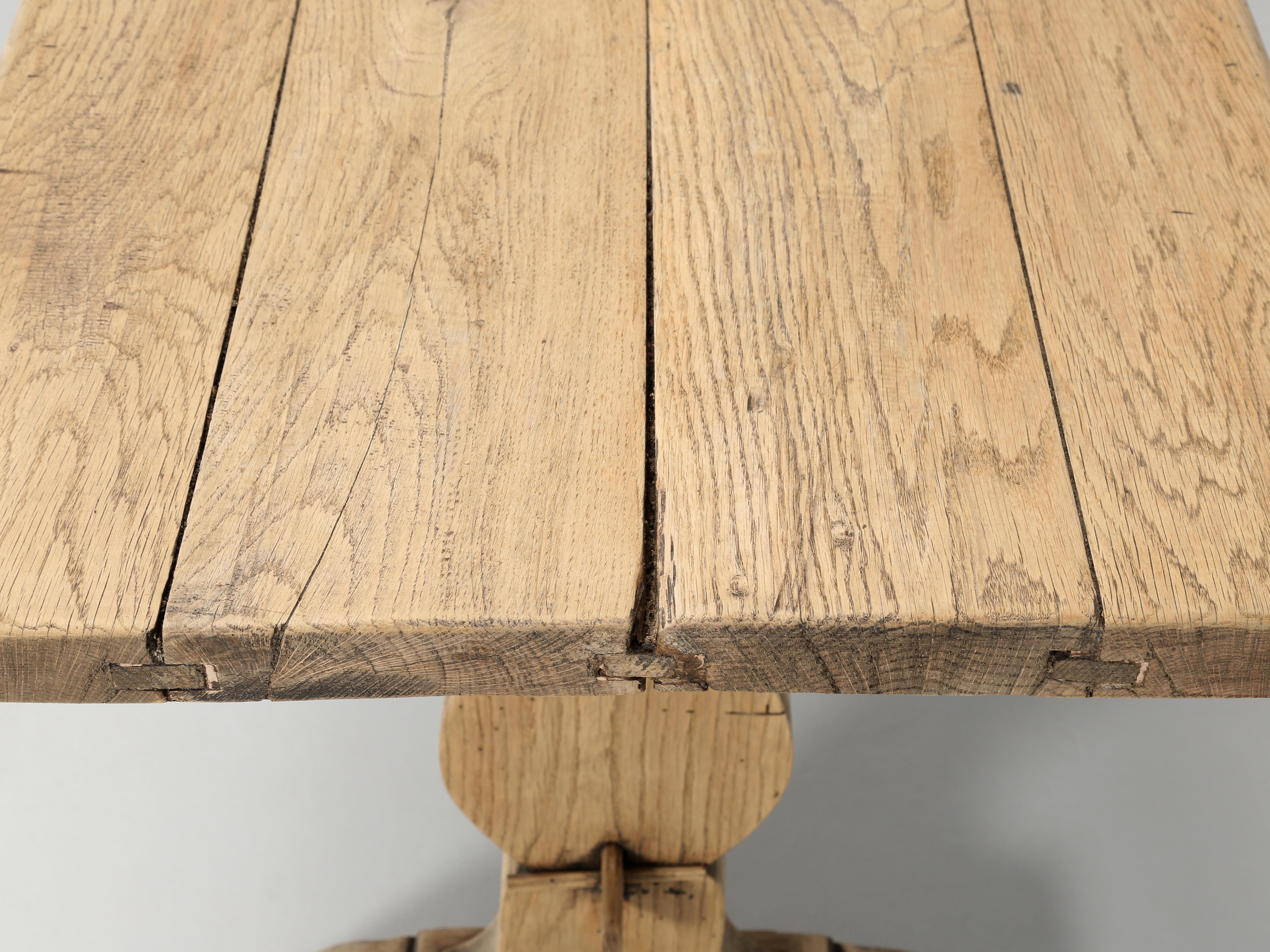 Antique French Bistro Table in Washed Natural White Oak, circa 1900-1920 1
