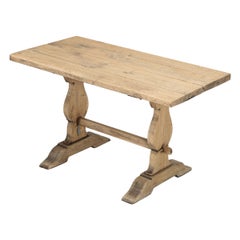 Antique French Bistro Table in Washed Natural White Oak, circa 1900-1920