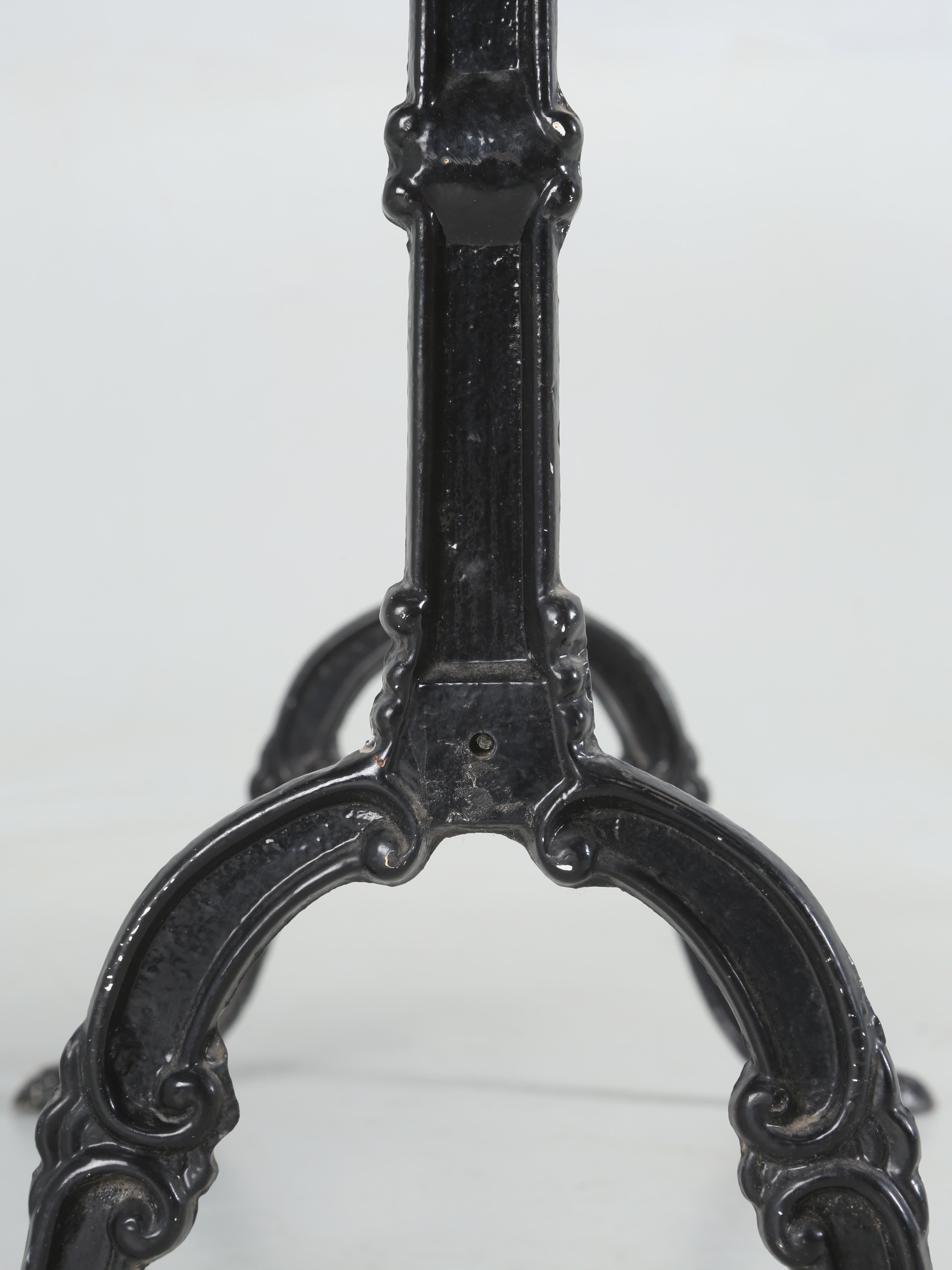 Antique French Bistro Table or Gueridon with Cast Iron Base and Marble Top 5