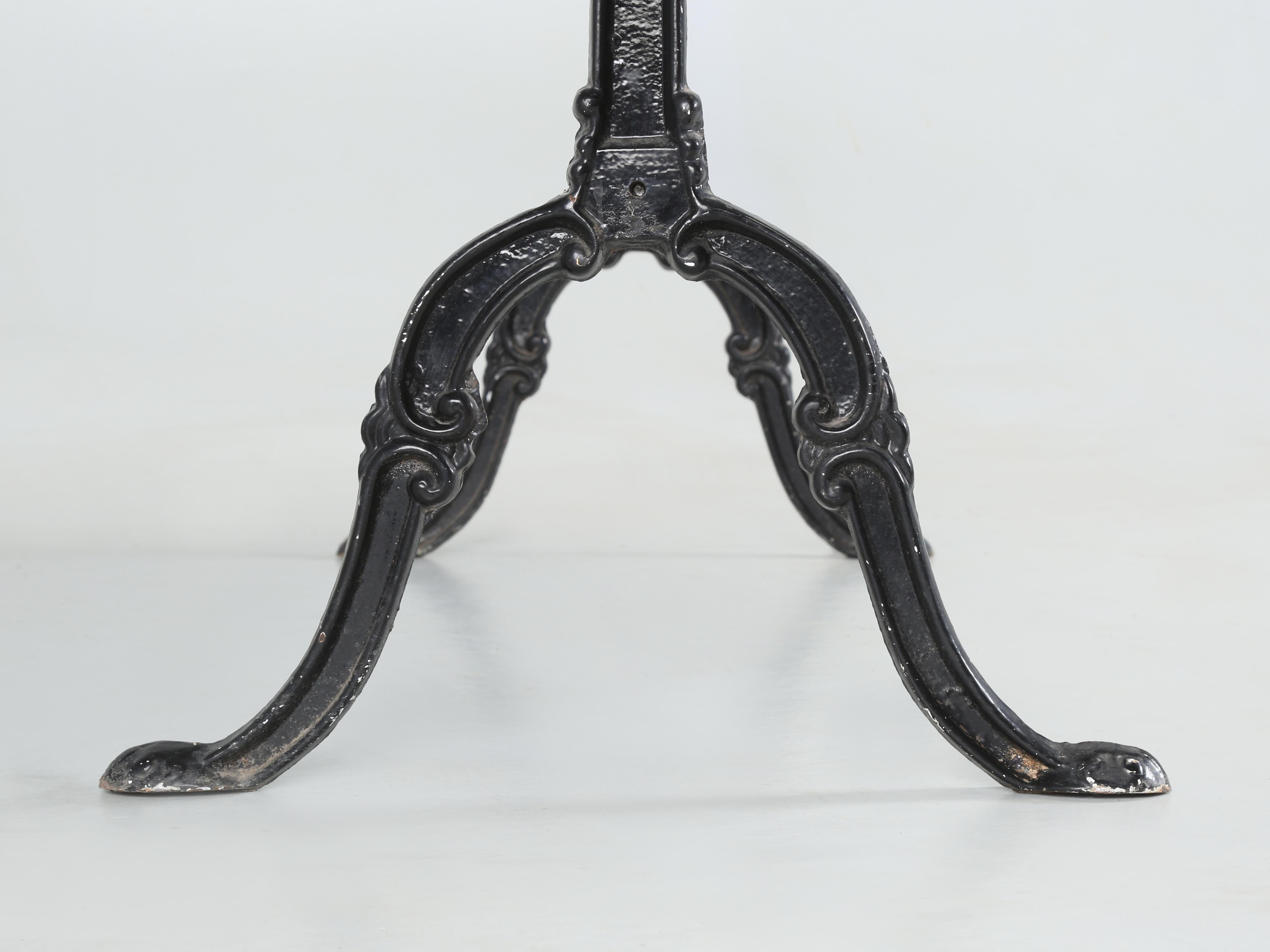 Antique French Bistro Table or Gueridon with Cast Iron Base and Marble Top 7