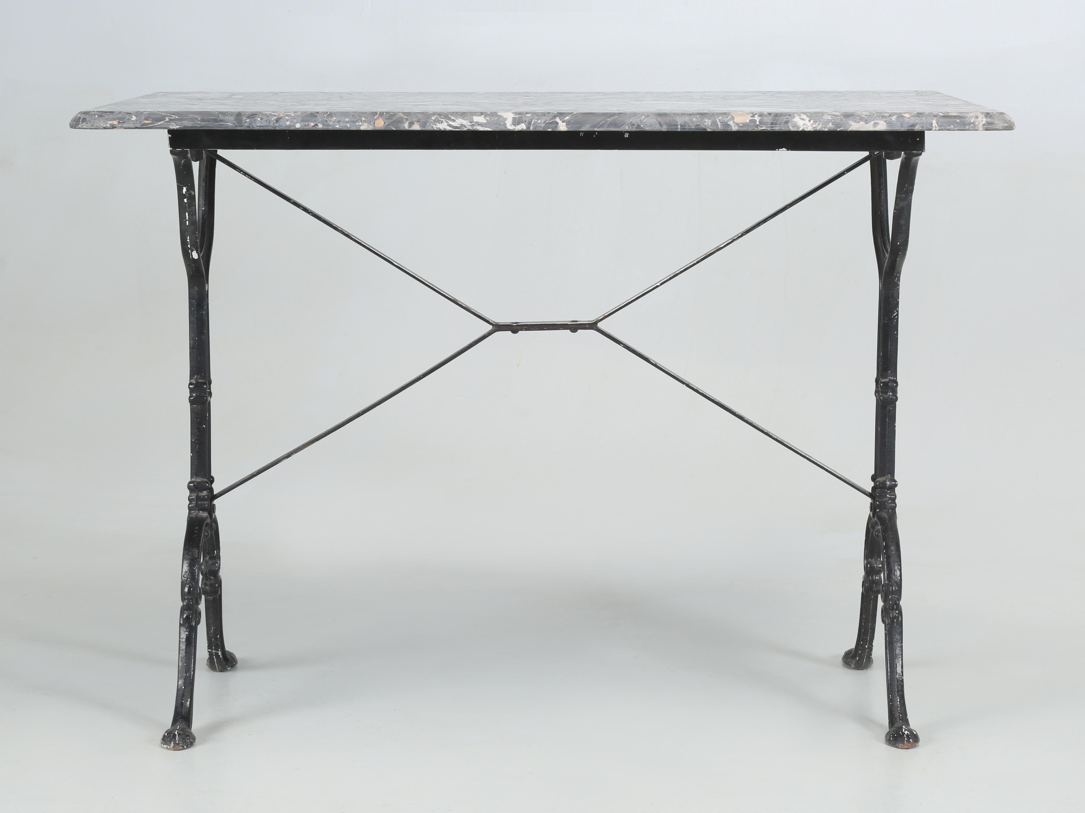 Antique French Bistro Table or Gueridon with Cast Iron Base and Marble Top 1
