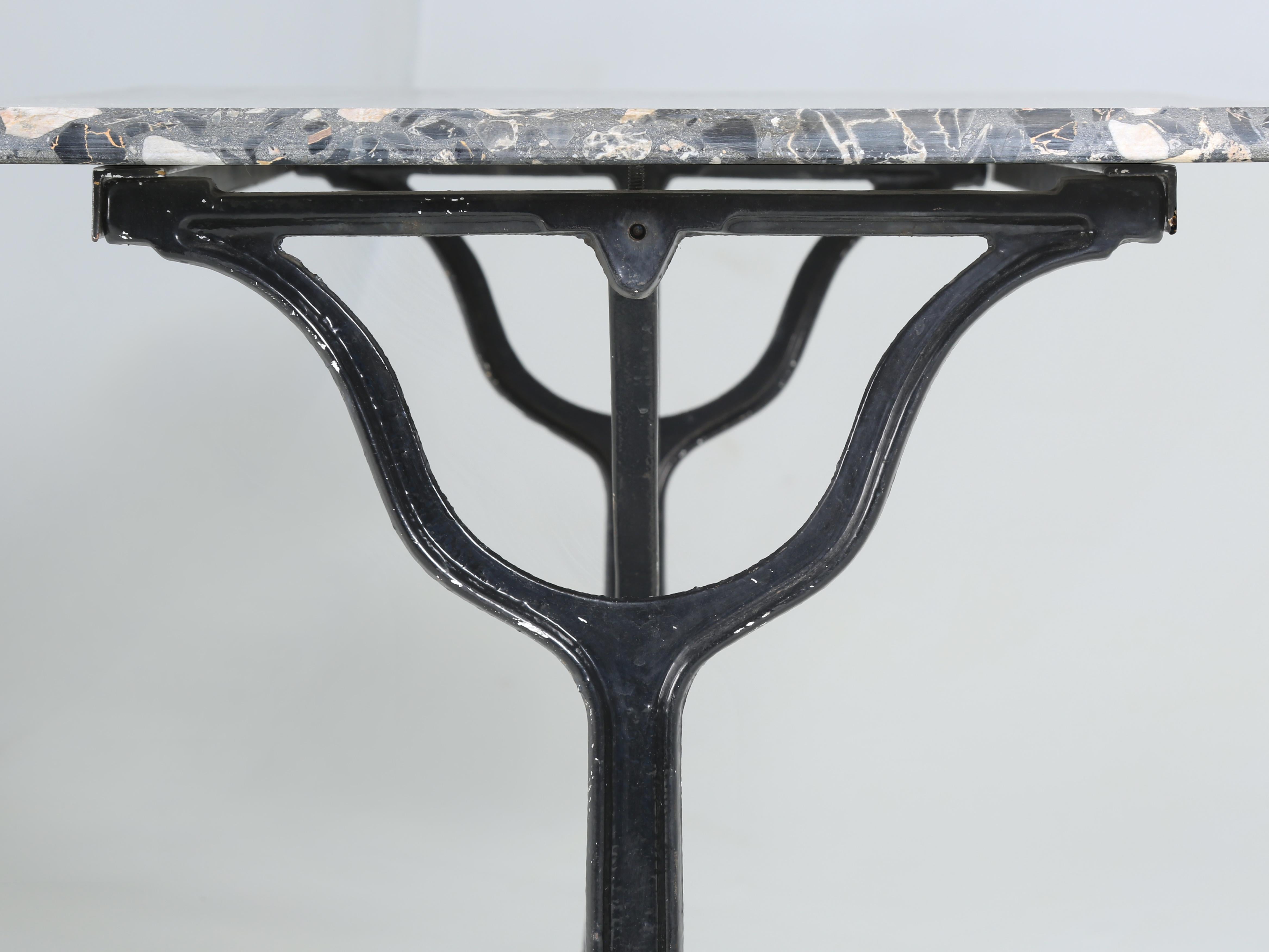 Antique French Bistro Table or Gueridon with Cast Iron Base and Marble Top 2