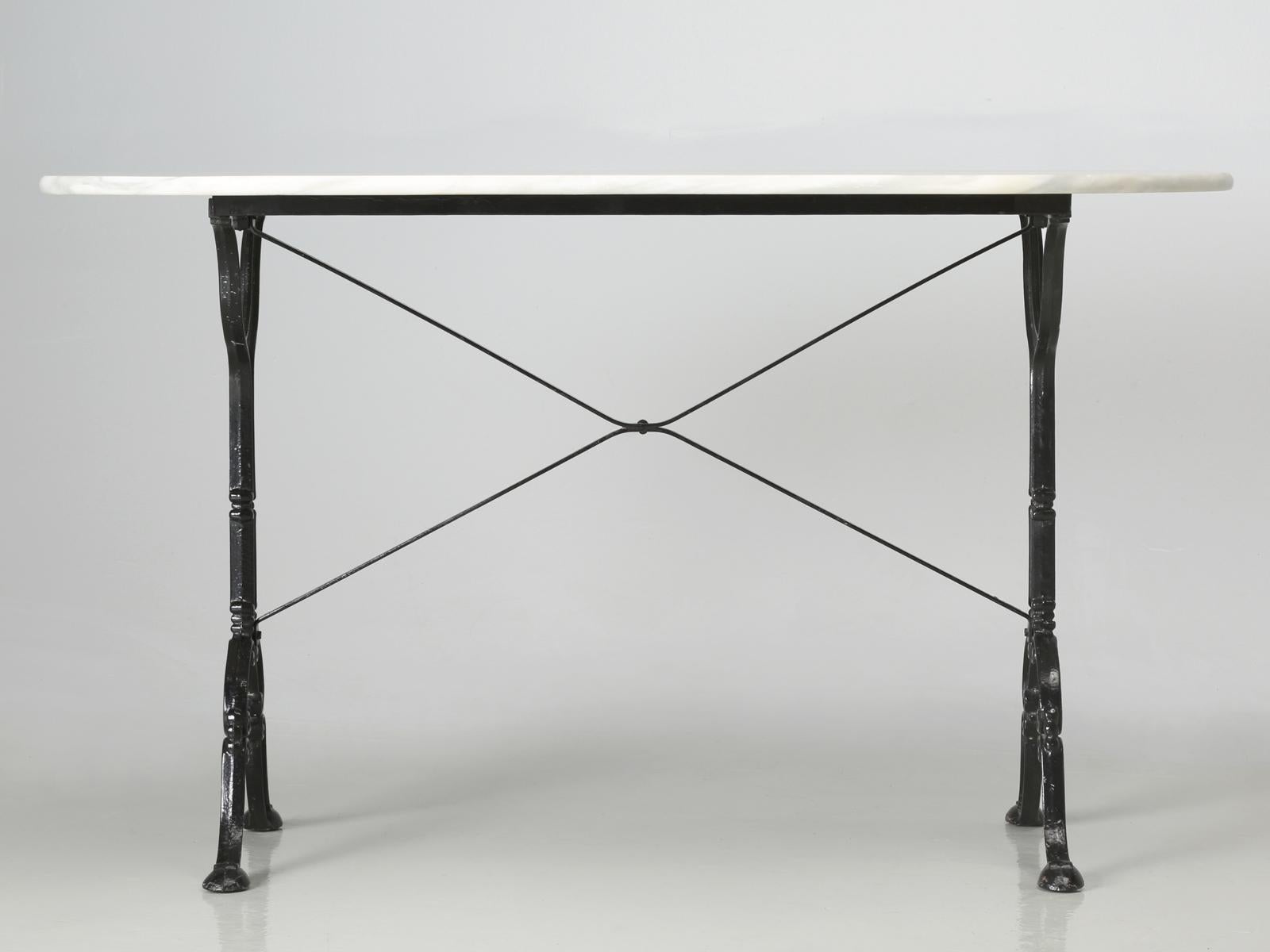 Antique French Bistro Table with an Exceptional Beautiful Honed Marble Top 7