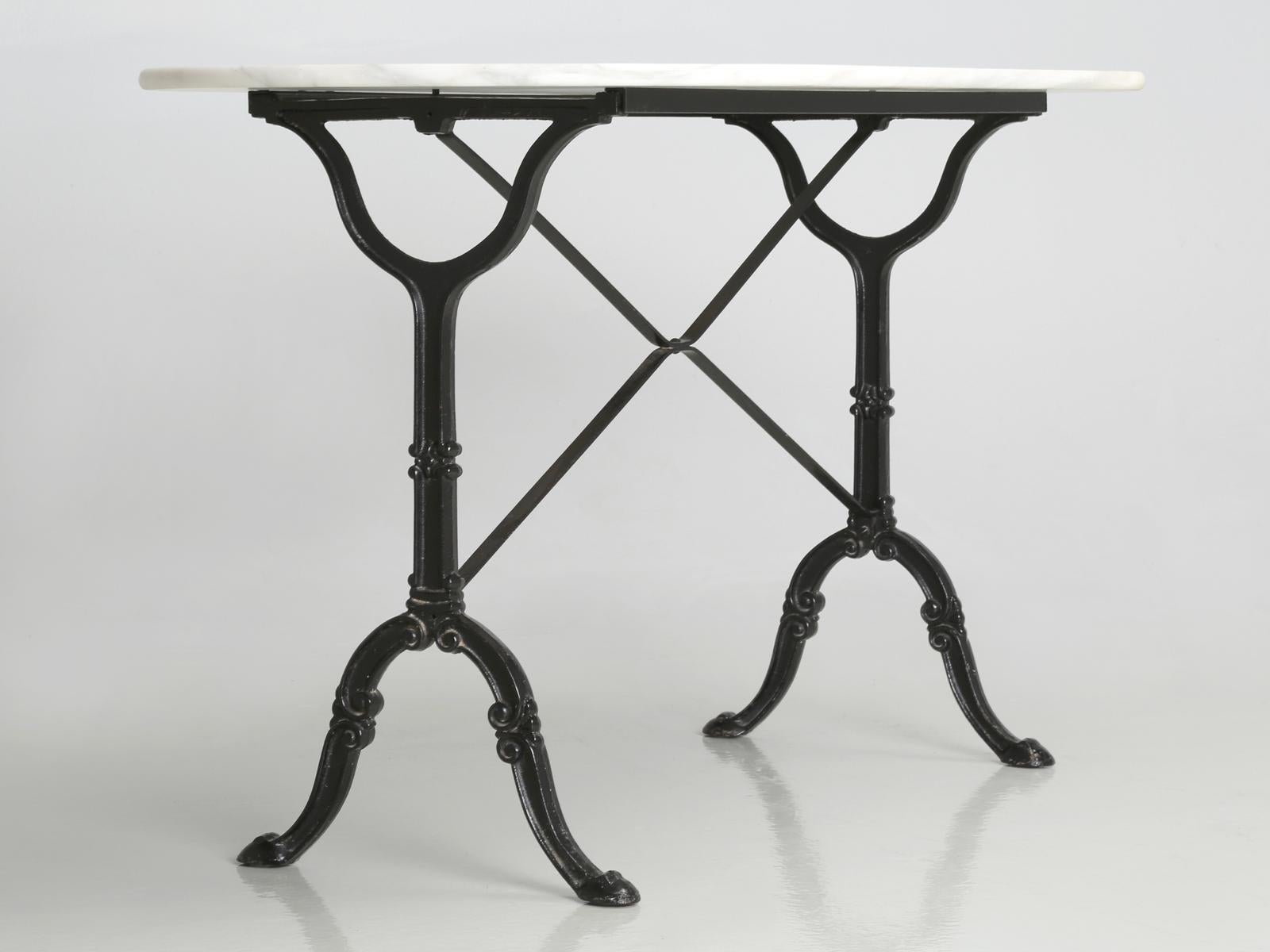 Antique French Bistro Table with an Exceptional Beautiful Honed Marble Top 9