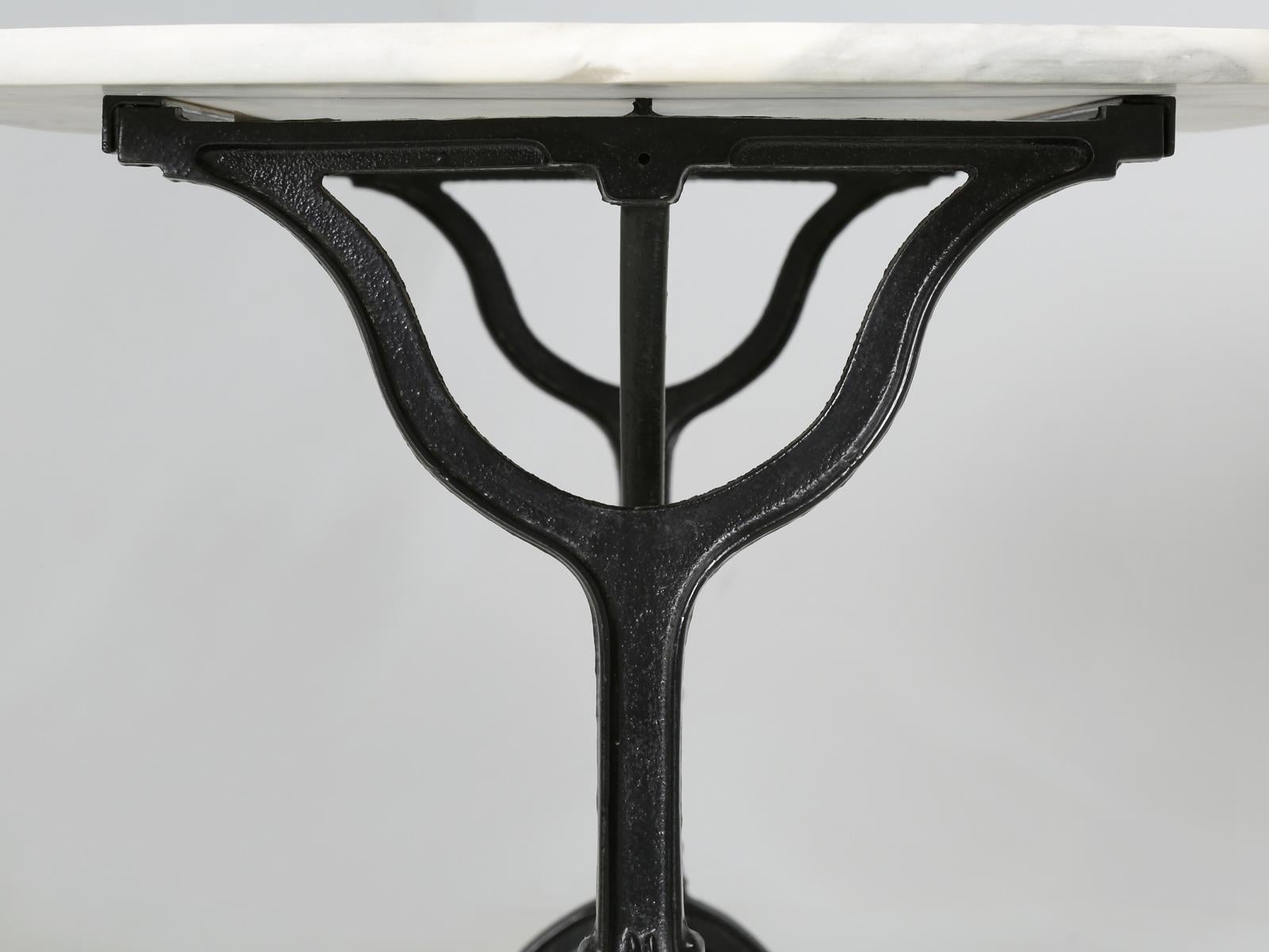 Antique French Bistro Table with an Exceptional Beautiful Honed Marble Top 2