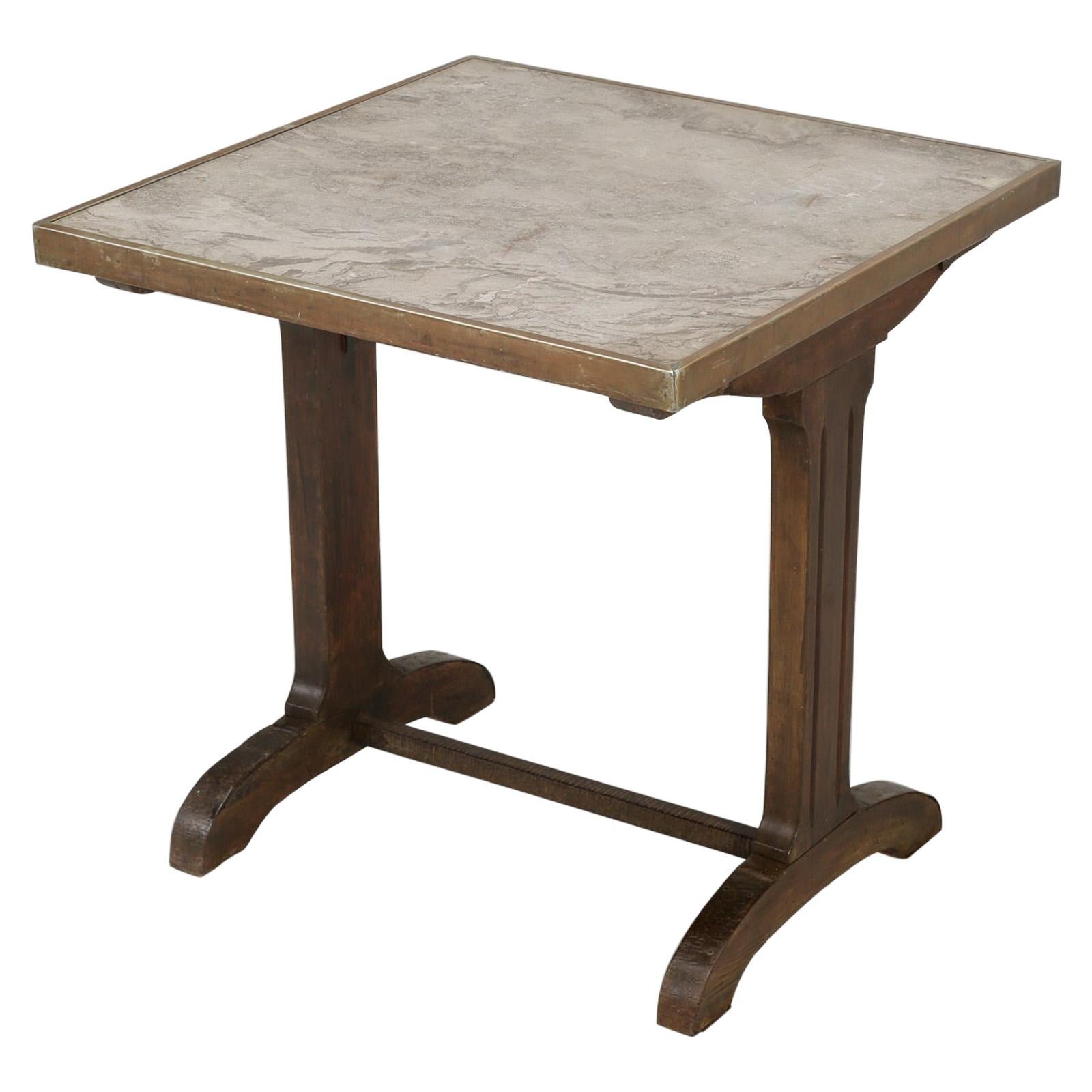 Antique French Bistro Table with Original Marble Top and a Great Patina