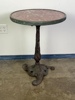 Antique French Bistro Table with Rosso Verona Marble Top